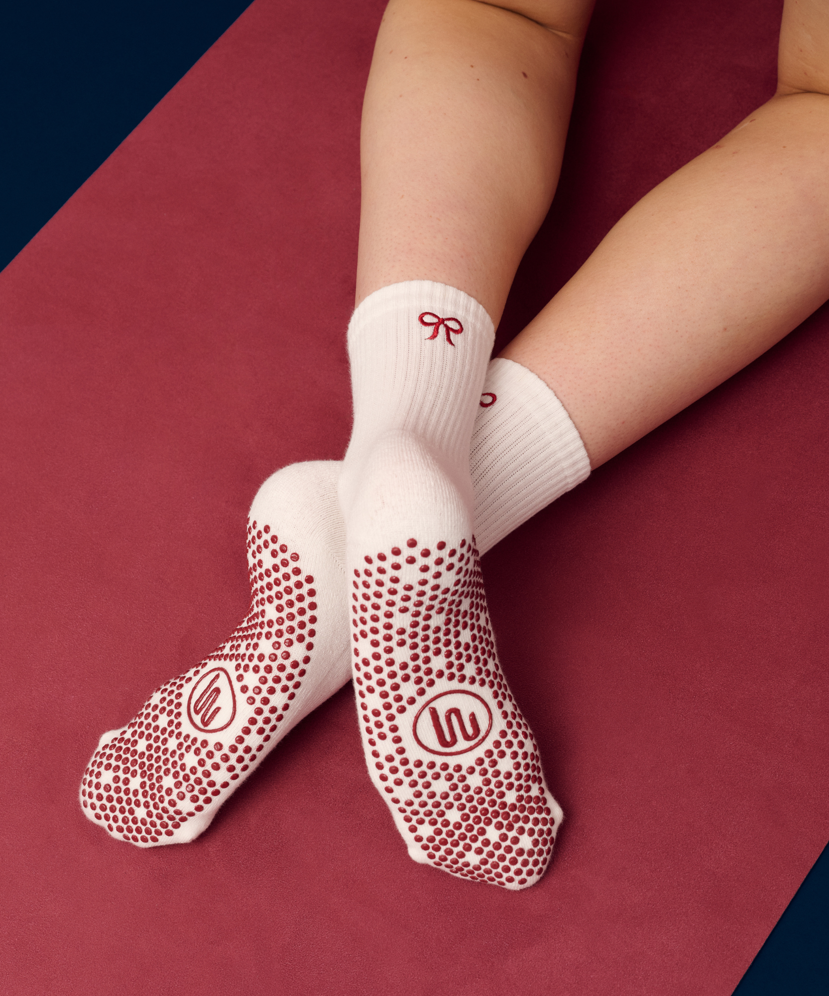Crew Grip Socks - Whimsy Bow White