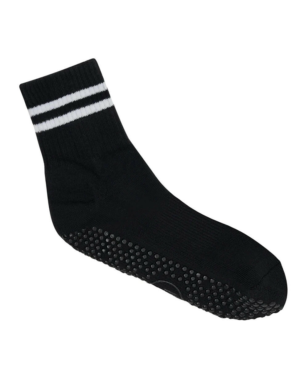 Crew Non Slip Grip Socks - Sporty Stripe Black.
