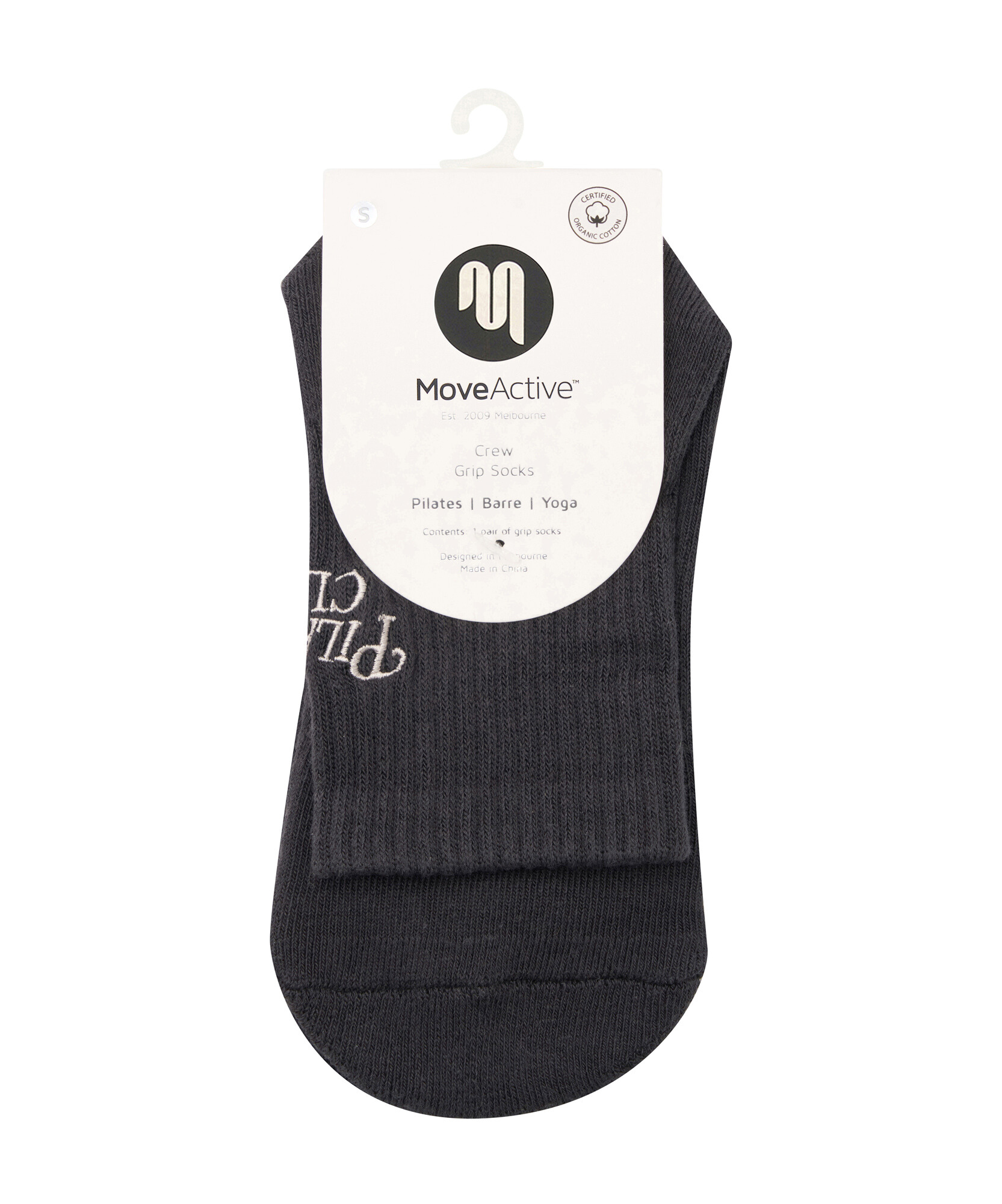 Crew Non Slip Grip Socks - Pilates Club Ink