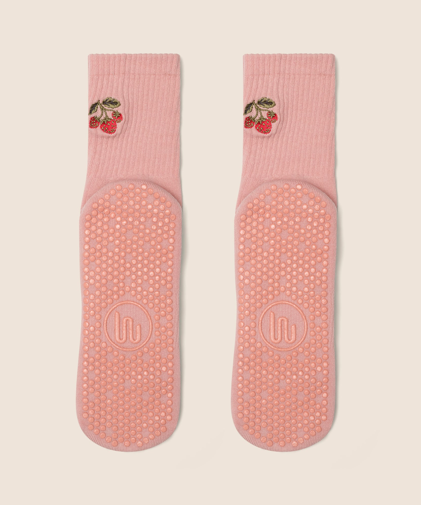 Crew Non Slip Grip Socks - Strawberry Patch