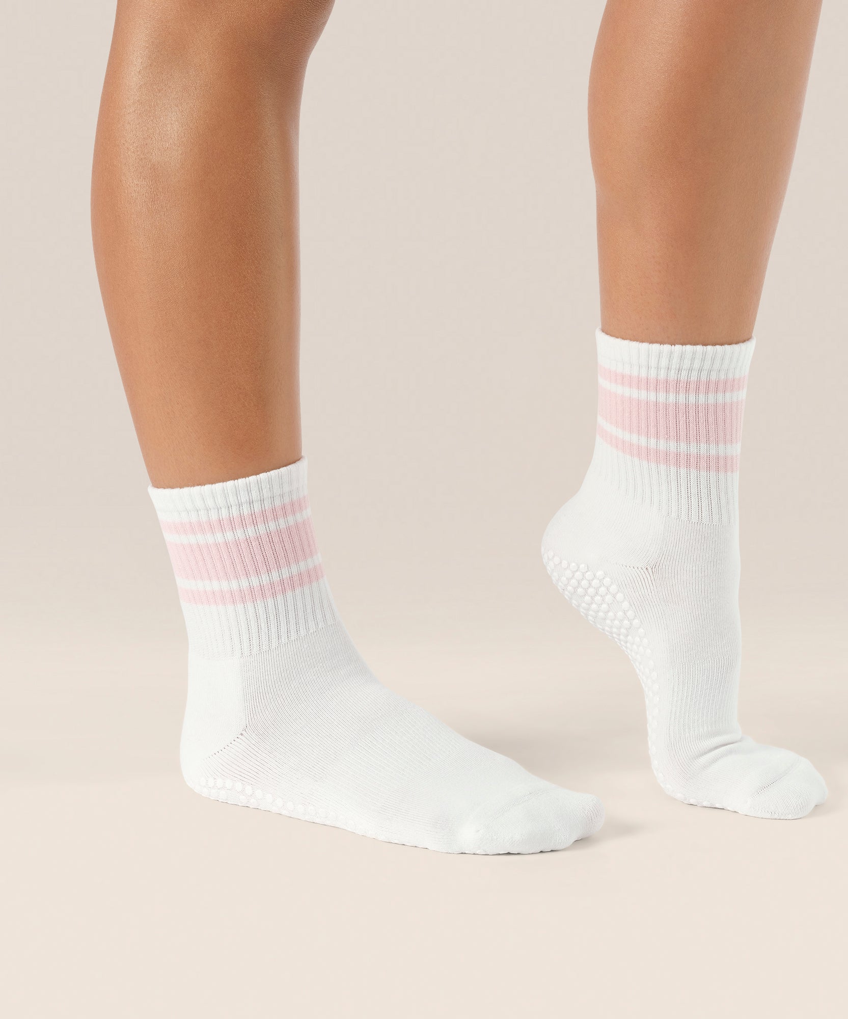 Crew Non Slip Grip Socks - Pink Stripes