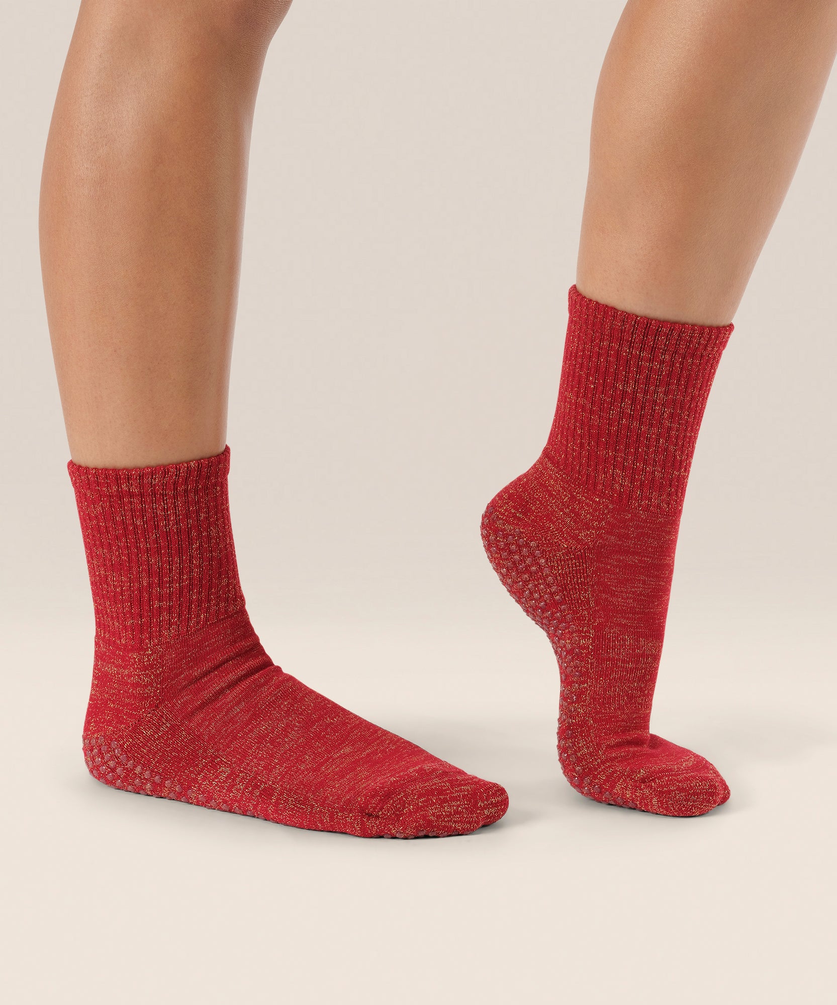 Crew Non Slip Grip Socks - Tinsel Ruby