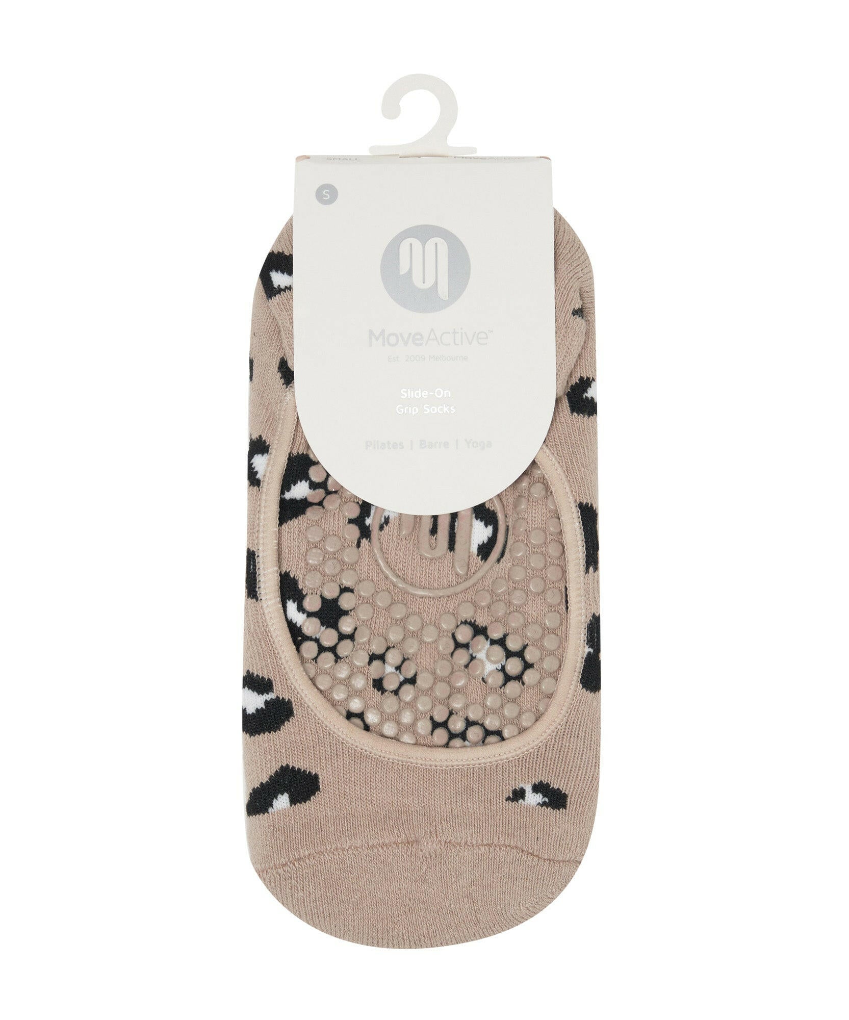 Cheetah print non slip socks for women in a neutral color