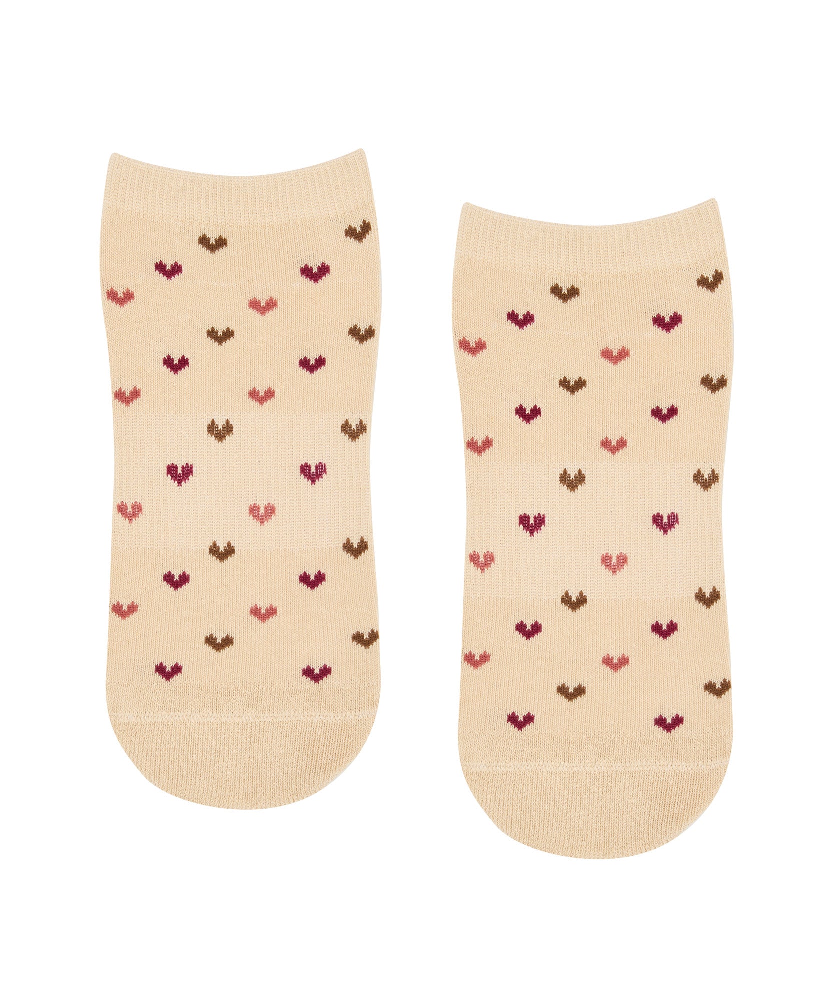 Classic Low Rise Grip Socks - Hearts Aflutter Beige