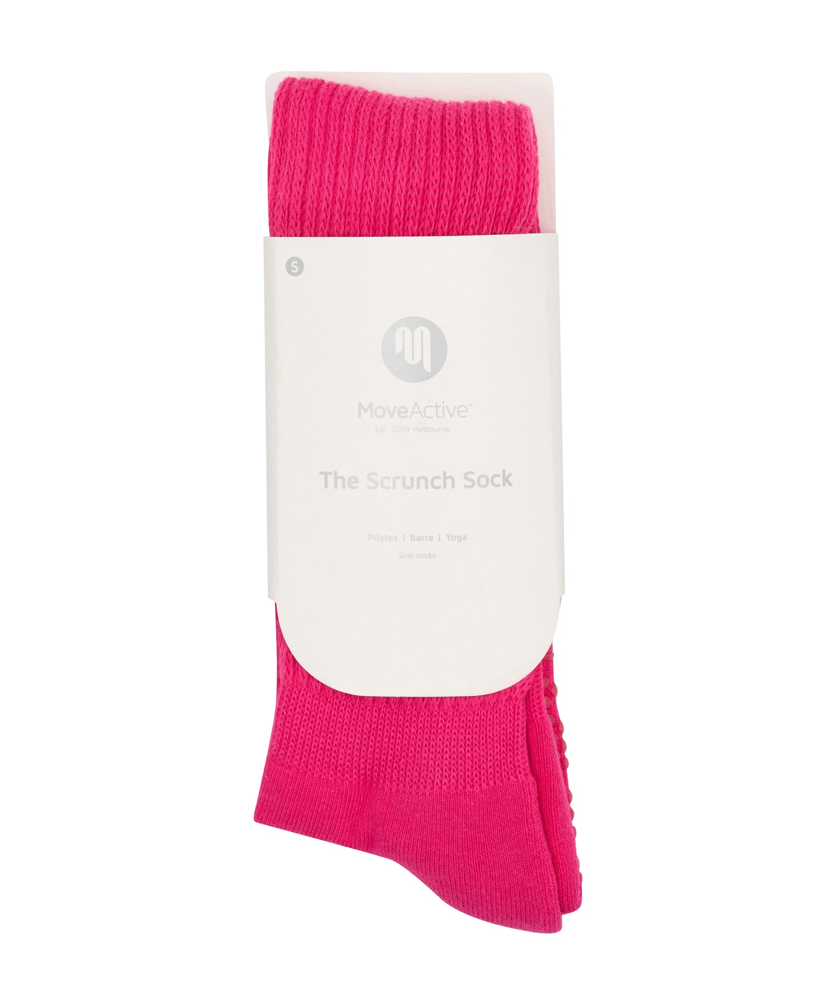 Scrunch Non Slip Grip Socks - Neon Pink High