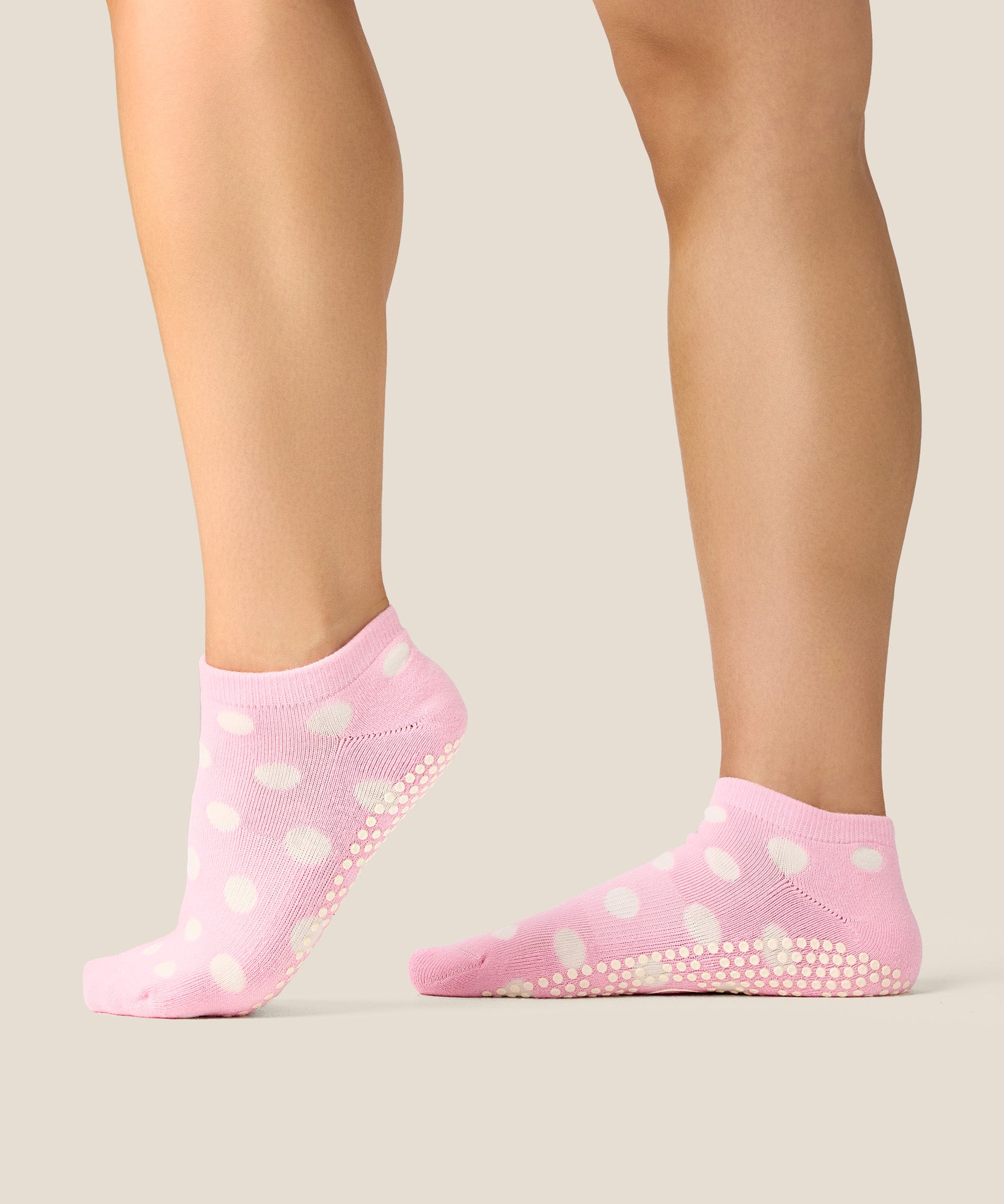 Low Rise Grip Socks - Polka Dot Pink