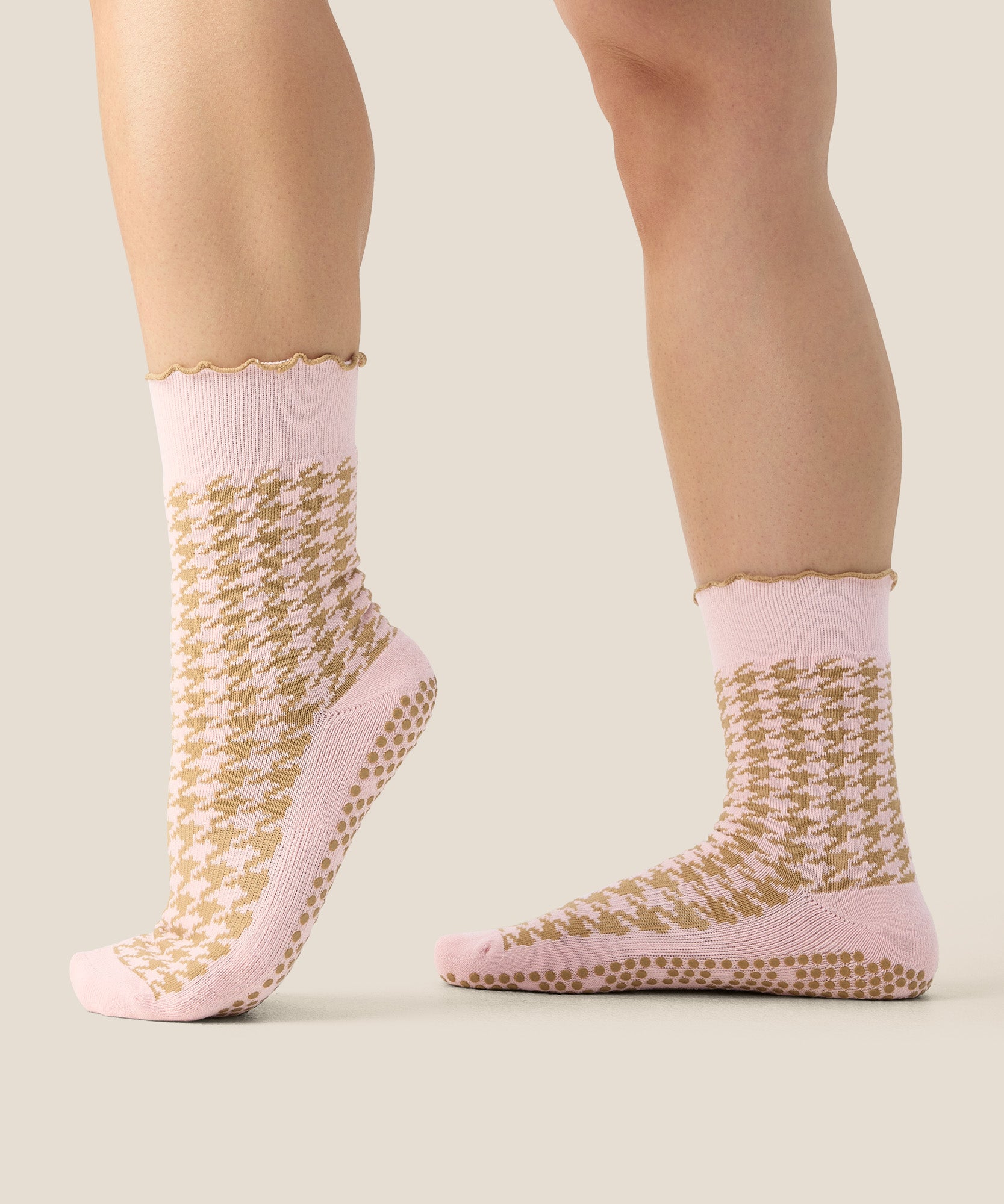 Crew Grip Socks - Houndstooth Blush