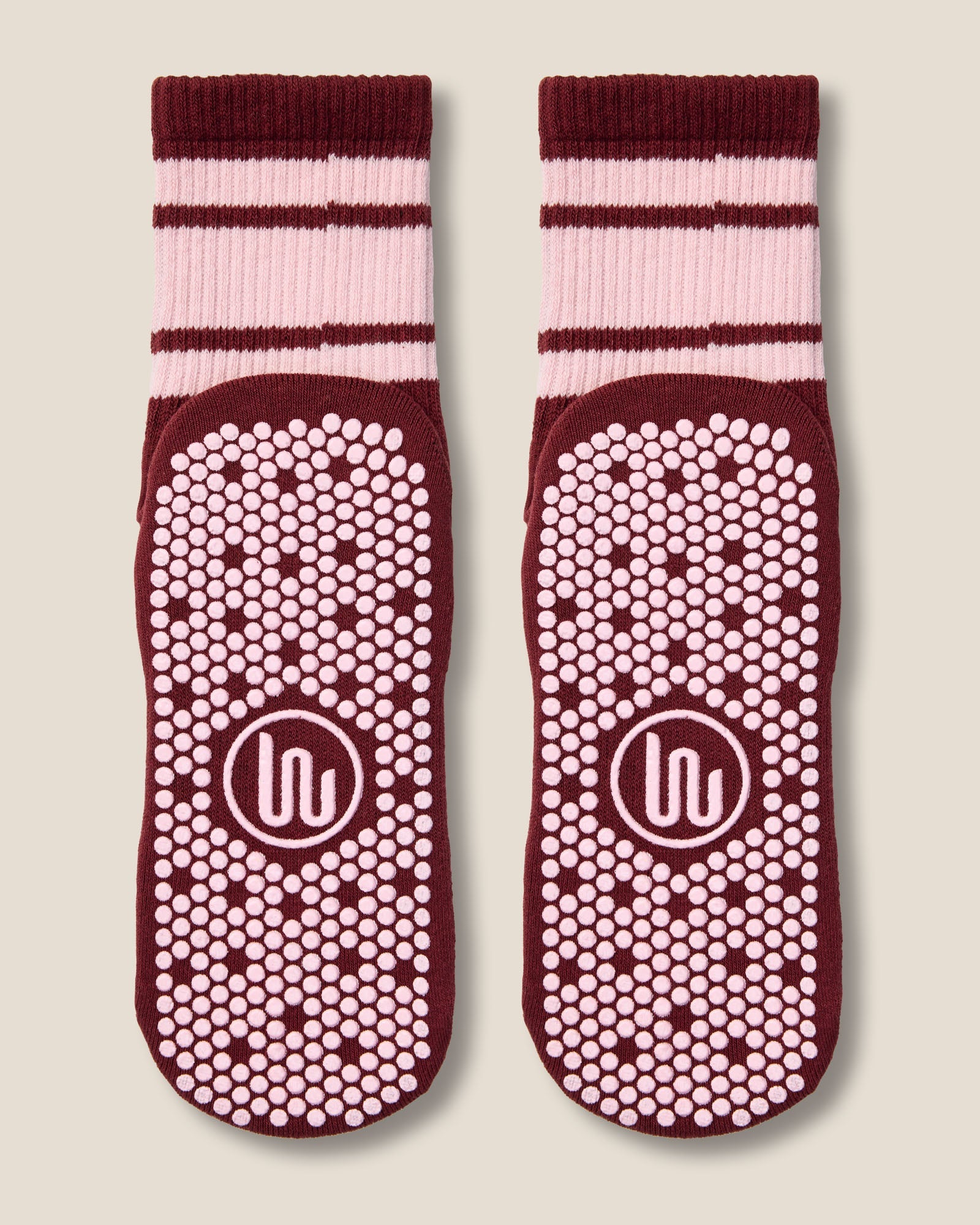 Crew Grip Socks - Cabernet Pink Stripe