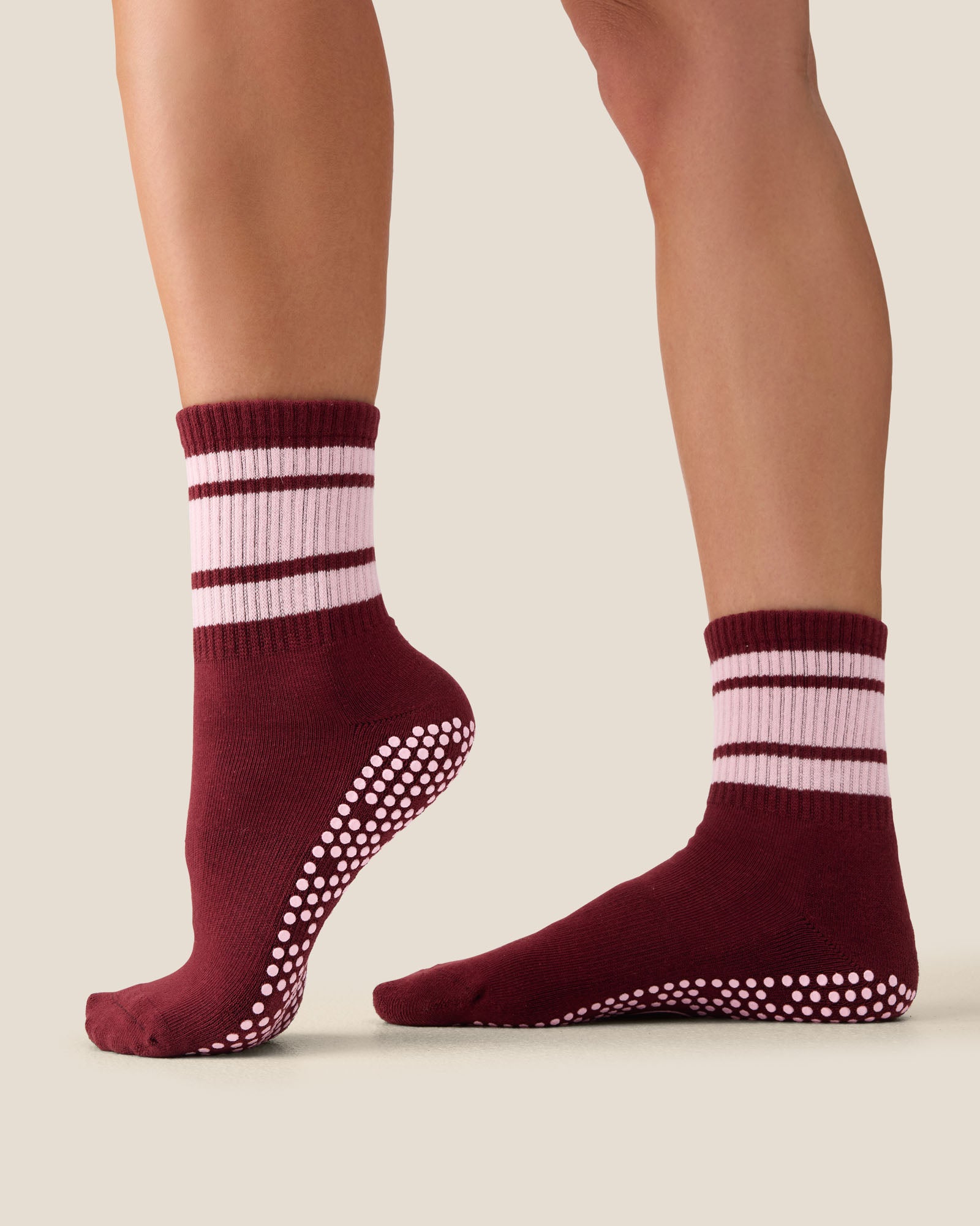 Crew Grip Socks - Cabernet Pink Stripe
