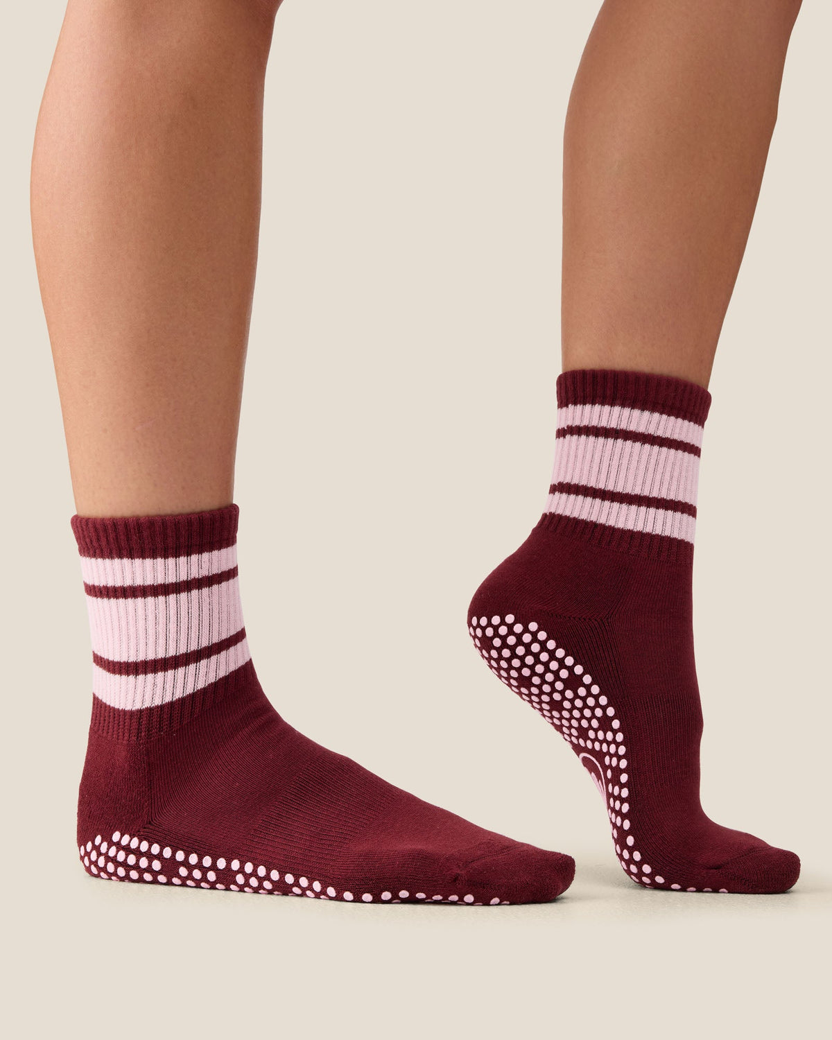 Crew Grip Socks - Cabernet Pink Stripe