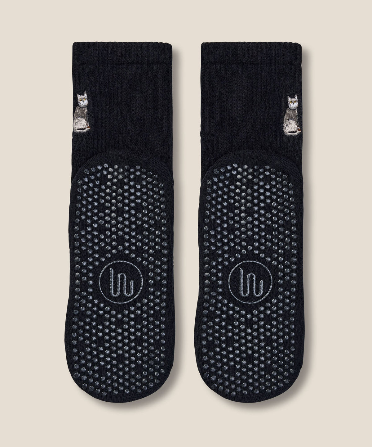 Crew Grip Socks - Grey Cat Black