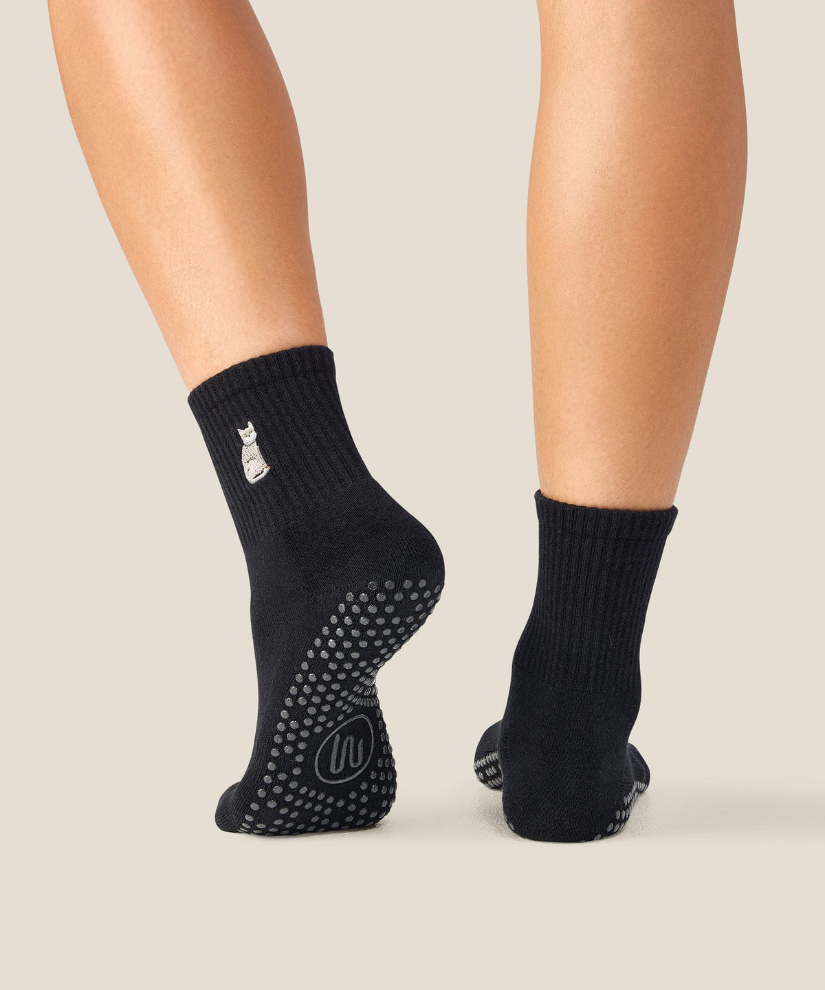 Crew Grip Socks - Grey Cat Black
