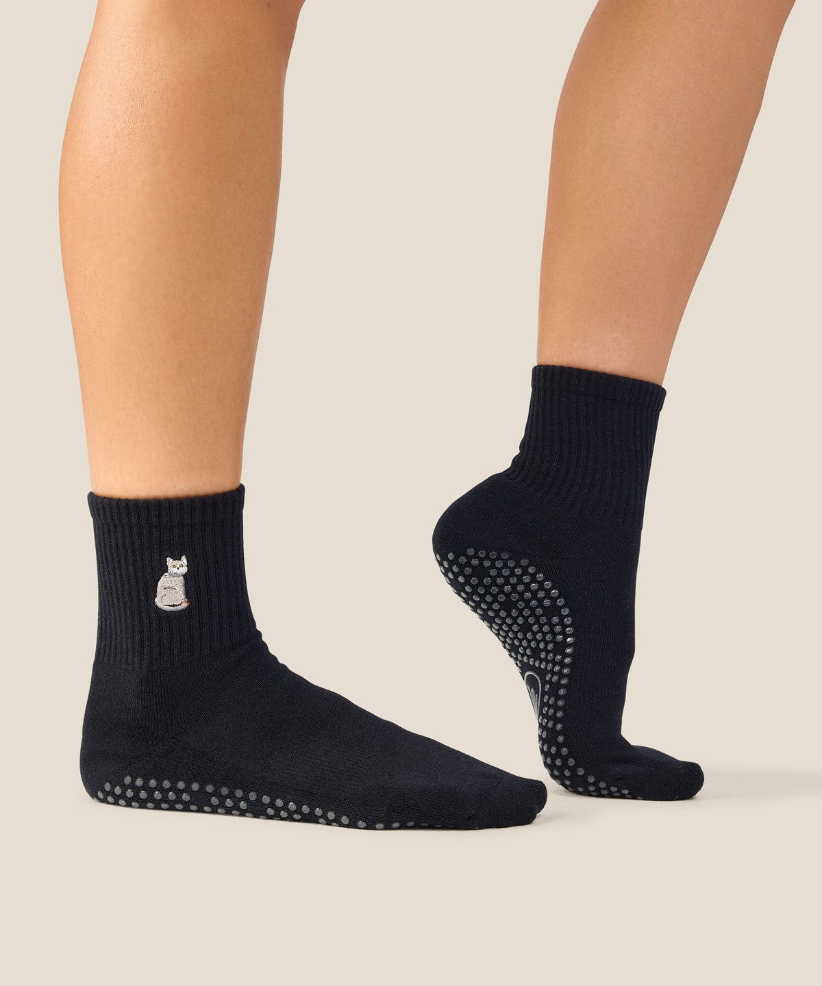 Crew Grip Socks - Grey Cat Black