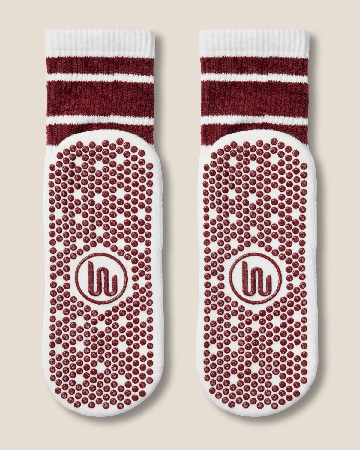 Crew Grip Socks - White Cabernet Stripe