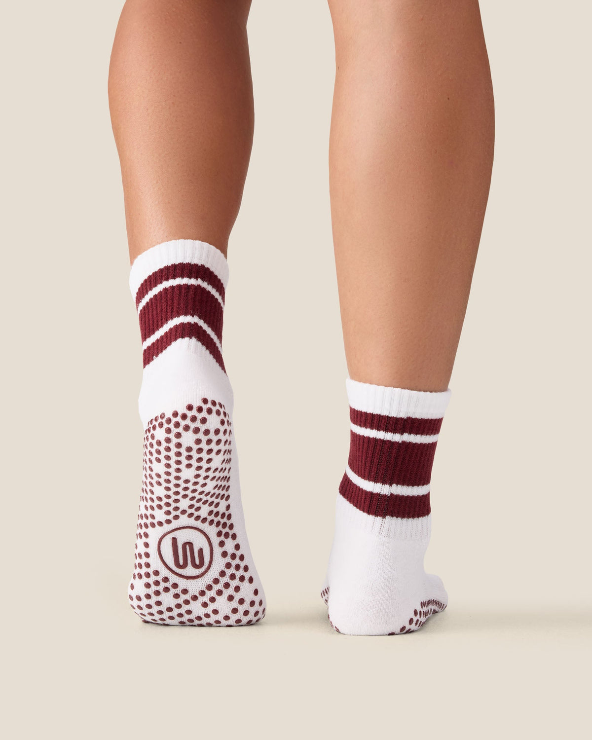 Crew Grip Socks - White Cabernet Stripe