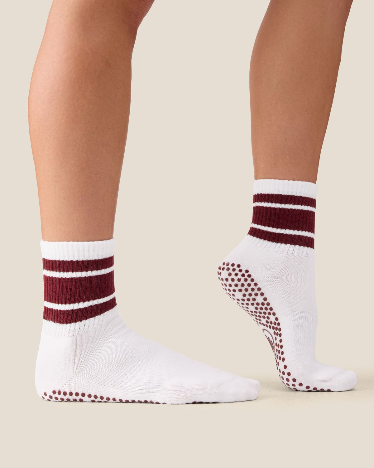 Crew Grip Socks - White Cabernet Stripe