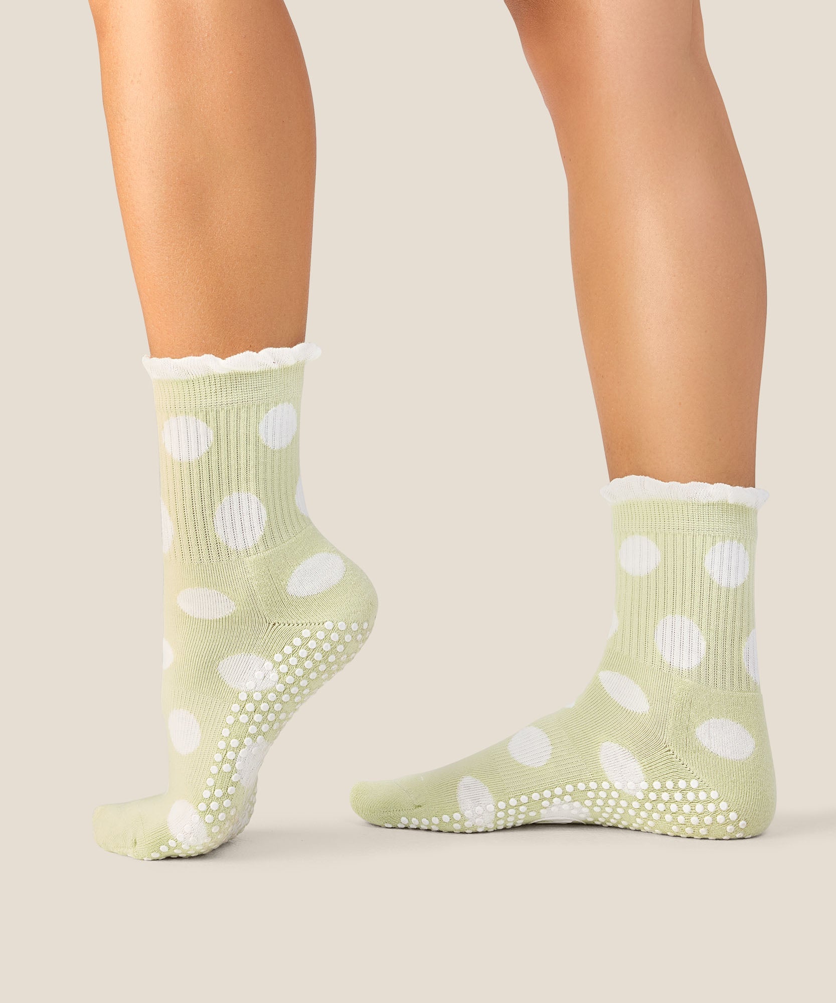 Crew Grip Socks - Polka Dot Matcha