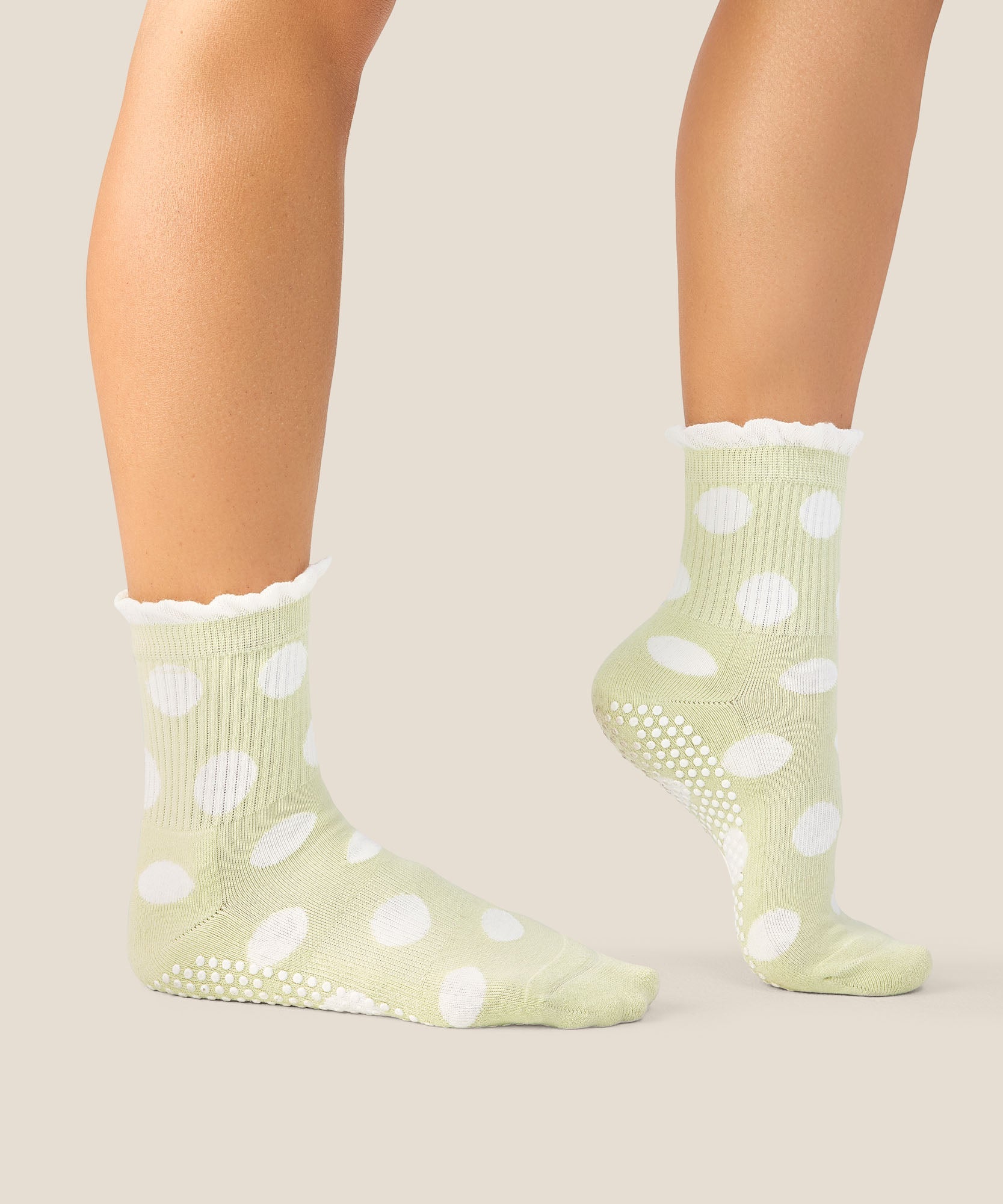 Crew Grip Socks - Polka Dot Matcha