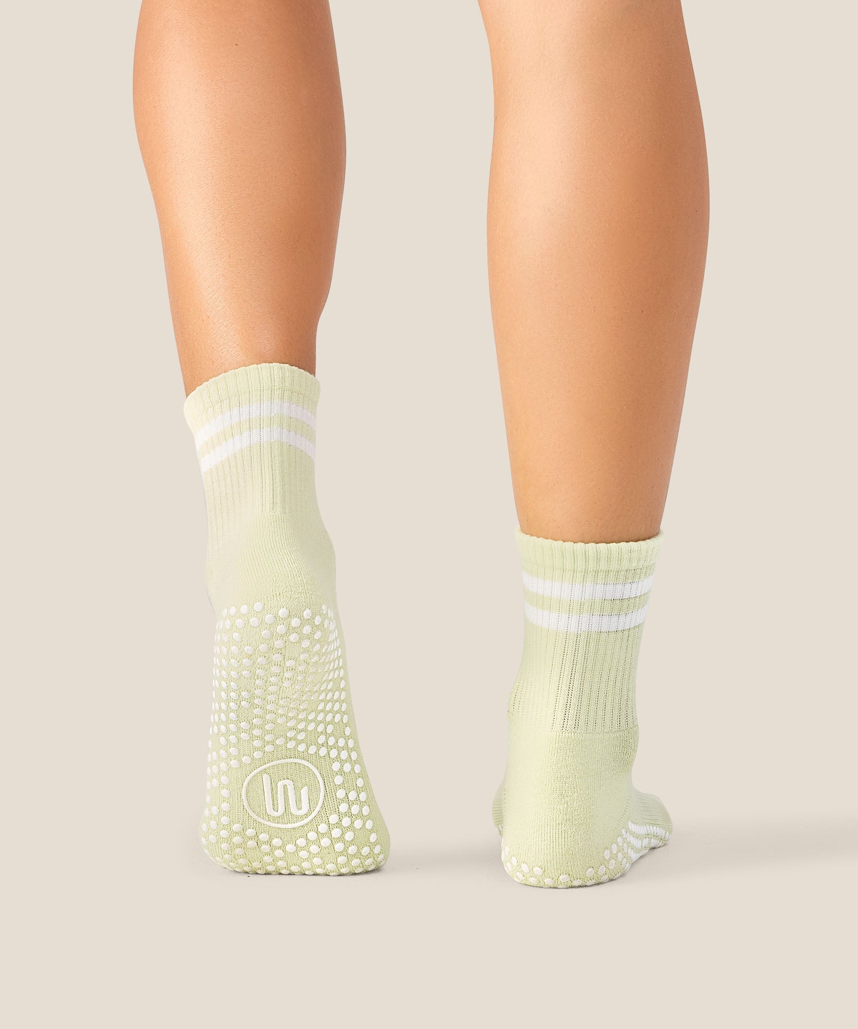 Crew Grip Socks - Ivory Stripe Matcha