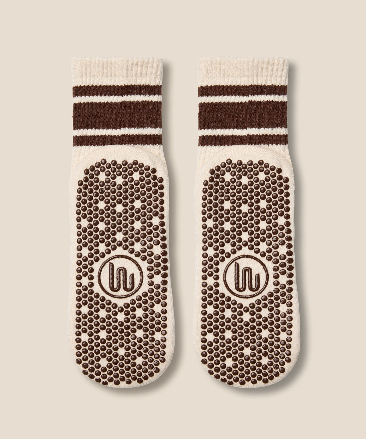 Crew Grip Socks - Oat Espresso Stripe
