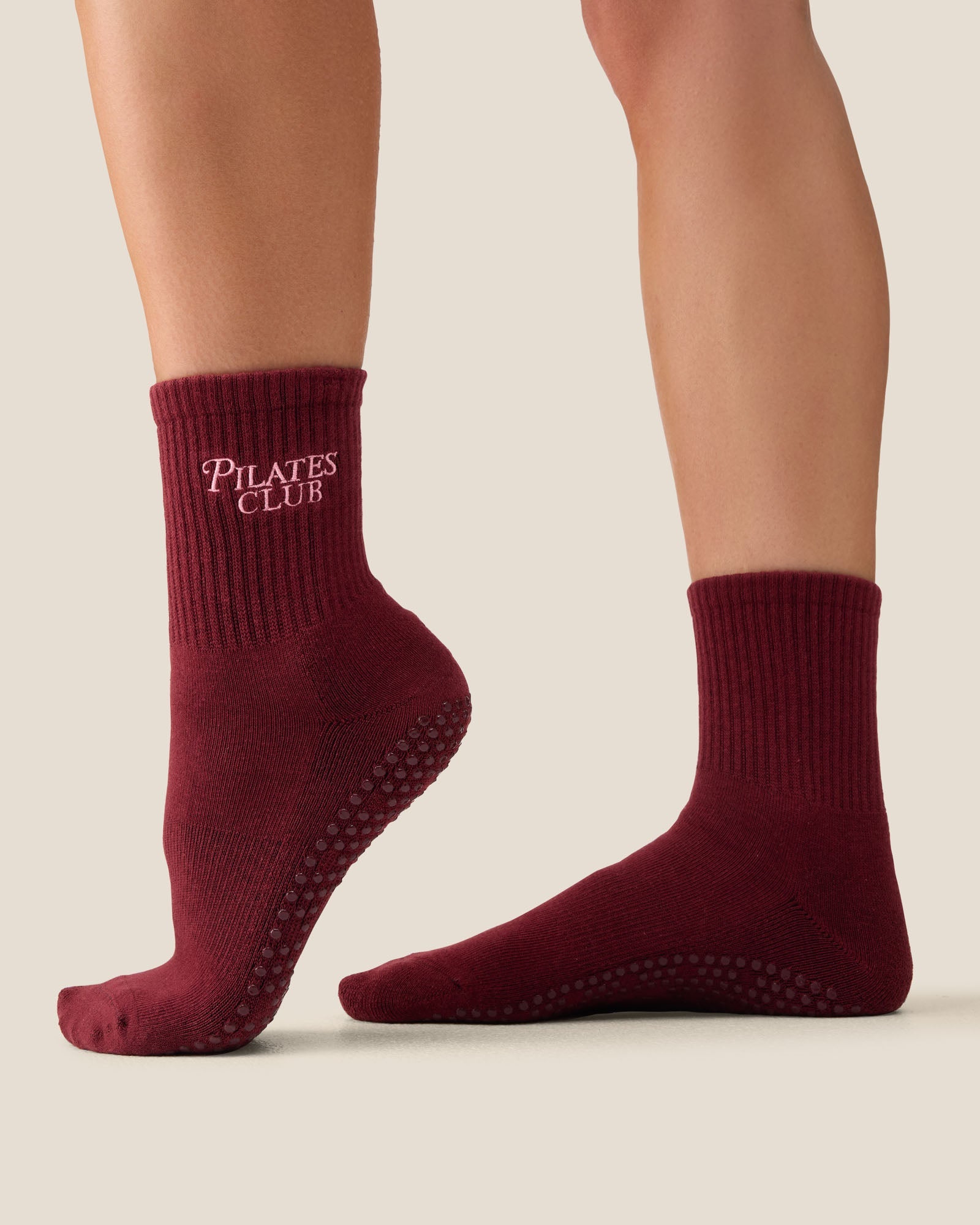 Crew Grip Socks - Pilates Club Cabernet