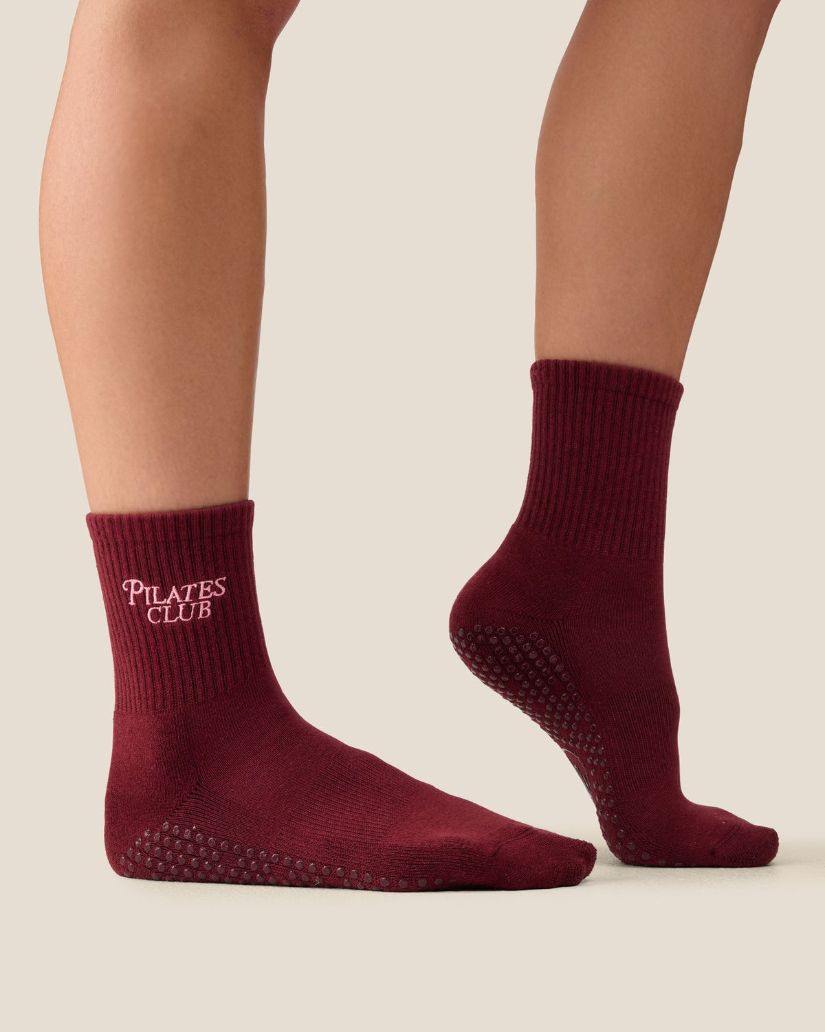 Crew Grip Socks - Pilates Club Cabernet