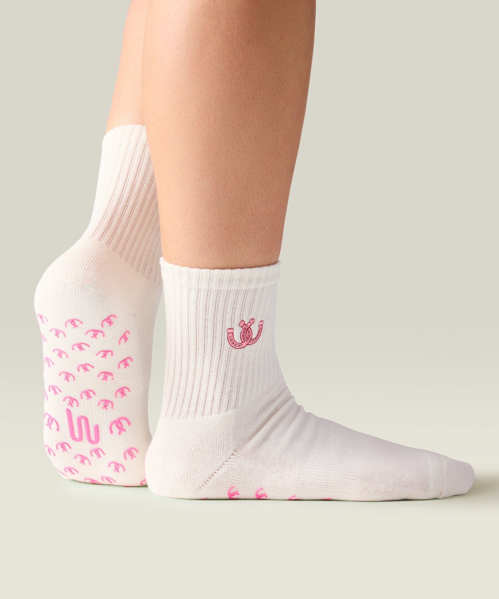 Crew Non Slip Grip Socks - Lucky Horseshoe Ivory