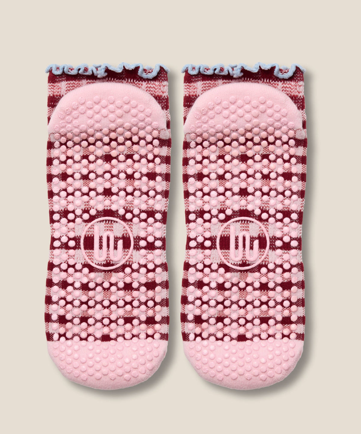 Low Rise Grip Socks - Picnic Check Red