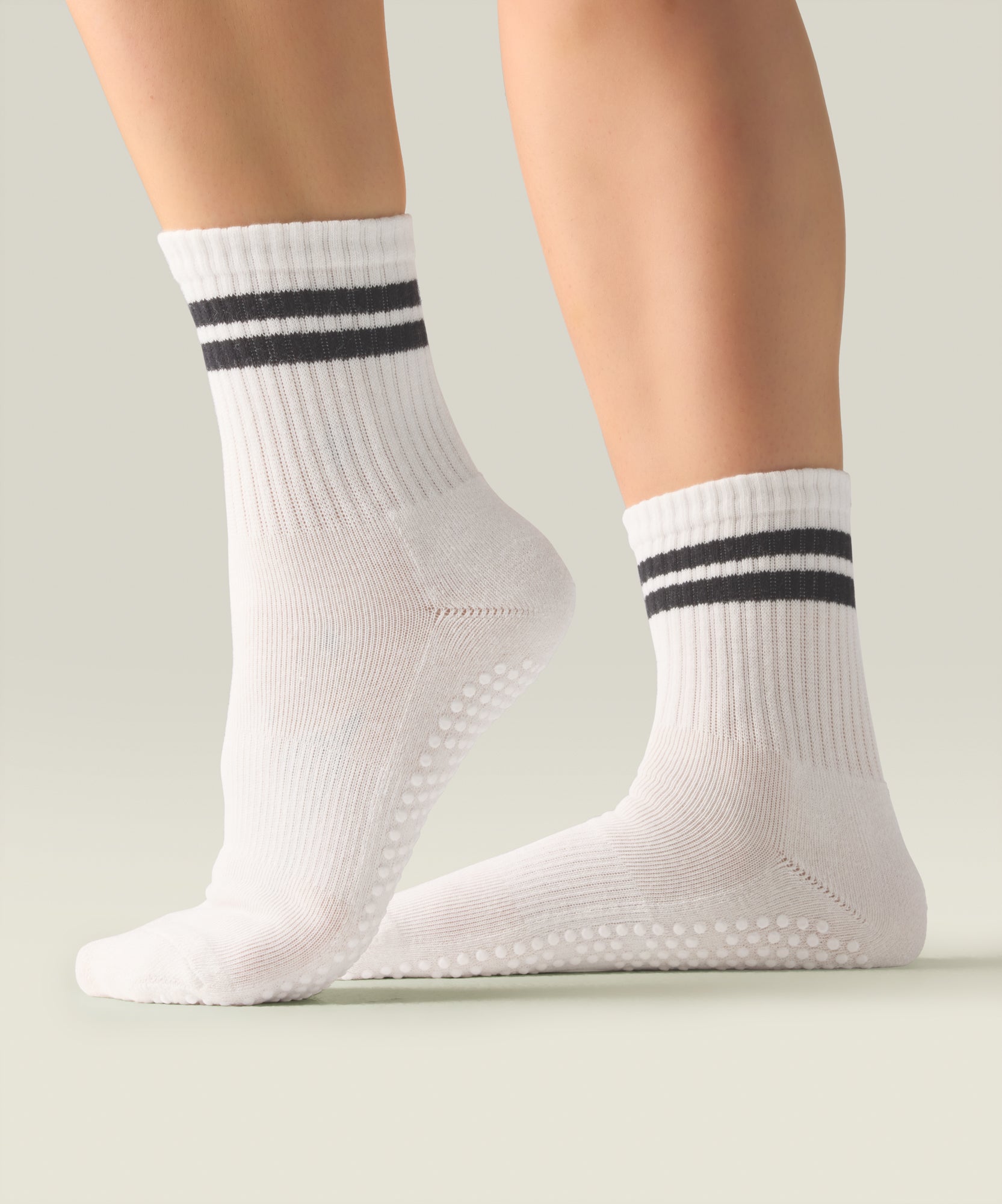 Crew Non Slip Grip Socks - Sporty Stripe Ivory