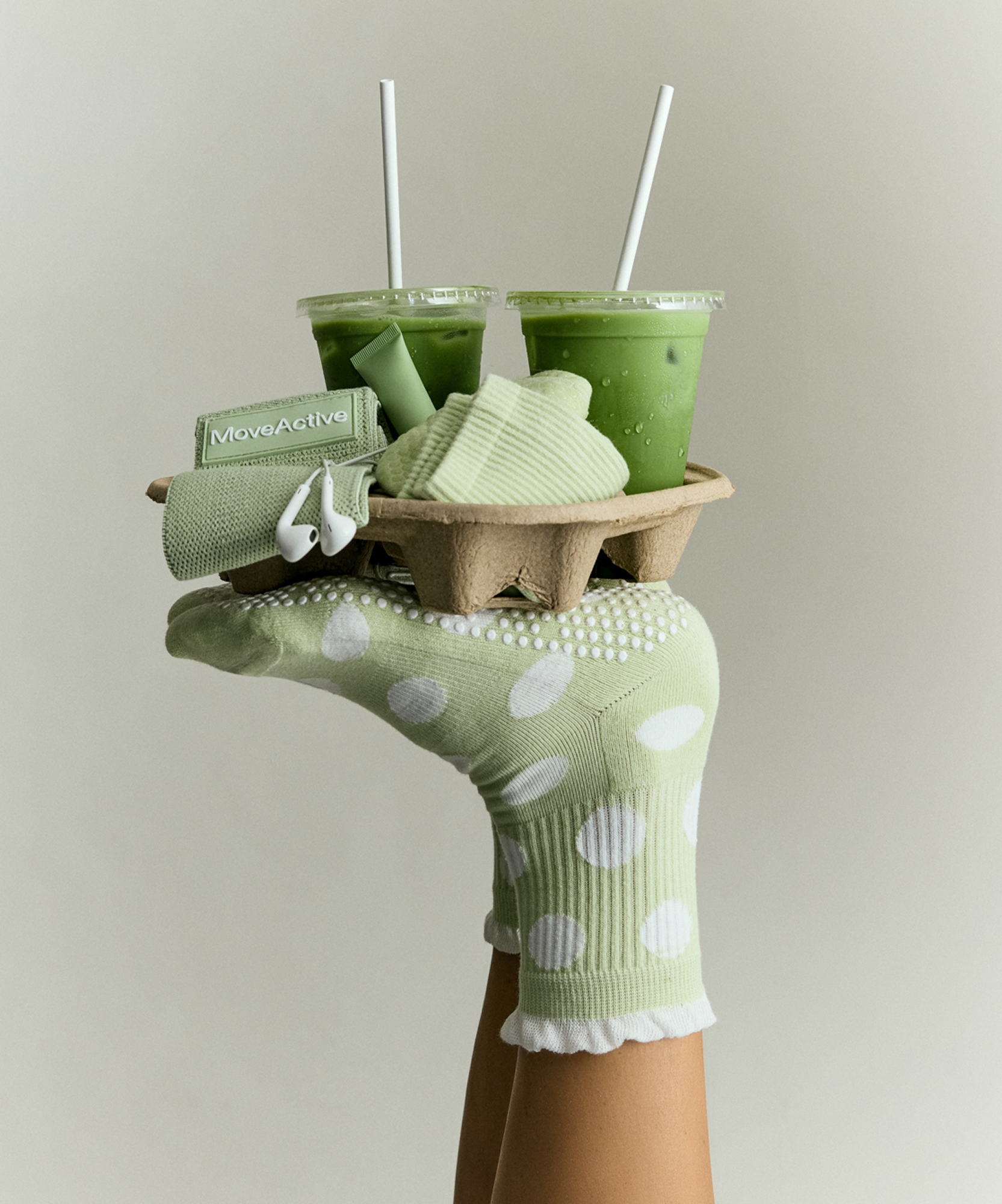 Crew Grip Socks - Polka Dot Matcha
