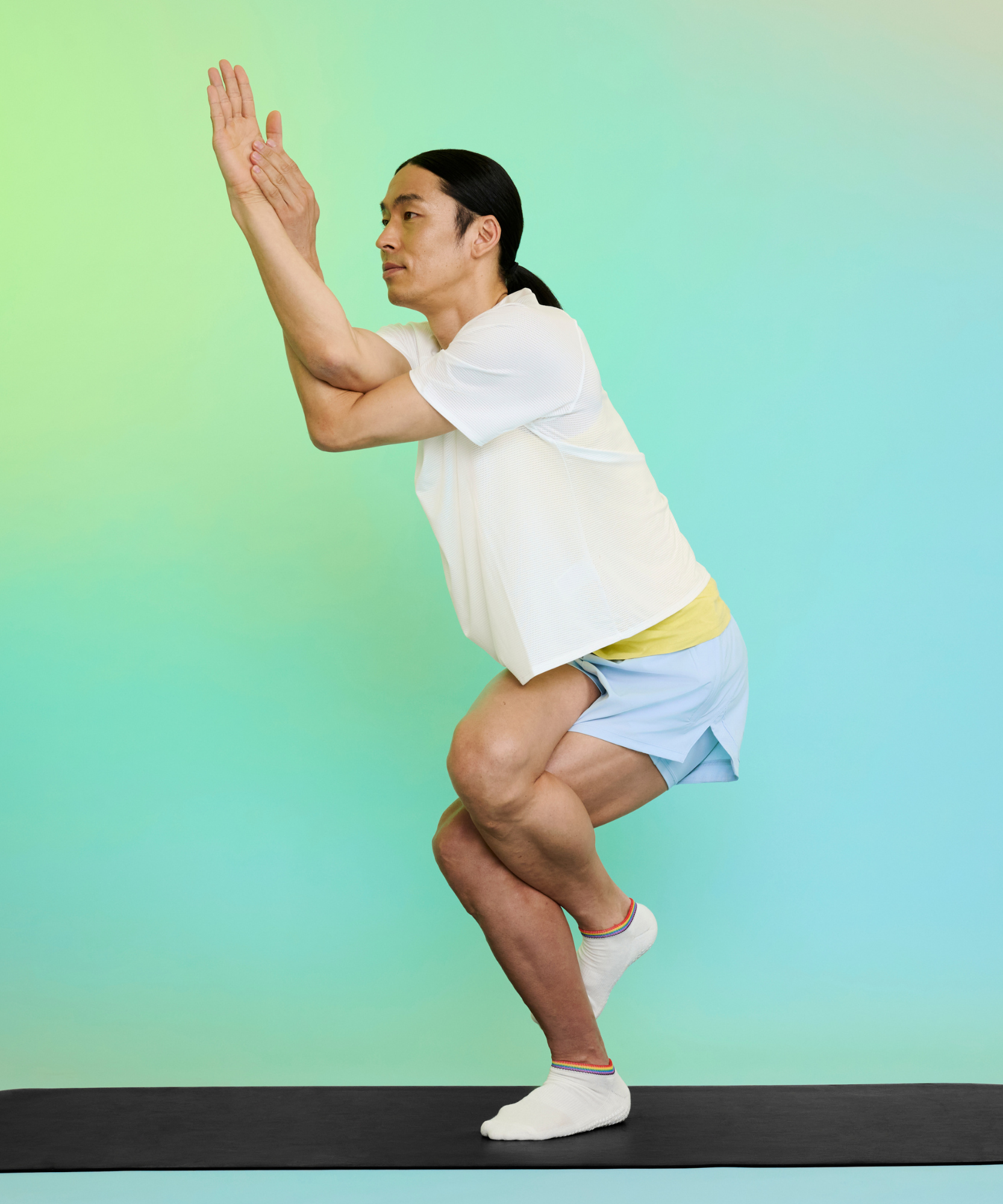 Classic Low Rise Grip Socks - Rainbow Ivory