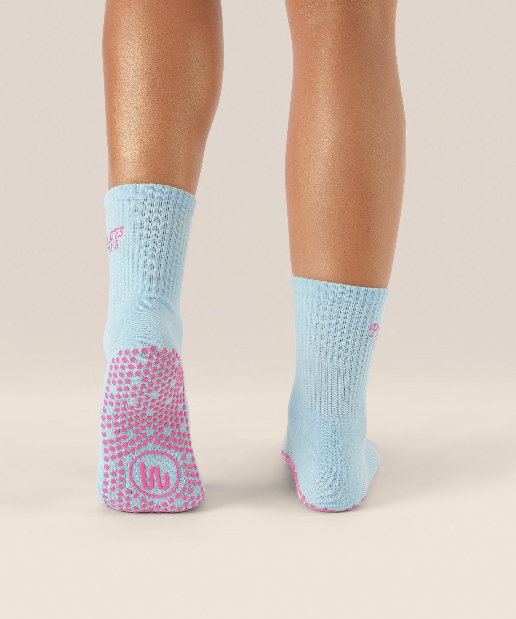Crew Non Slip Grip Socks - Pilates Club Blue