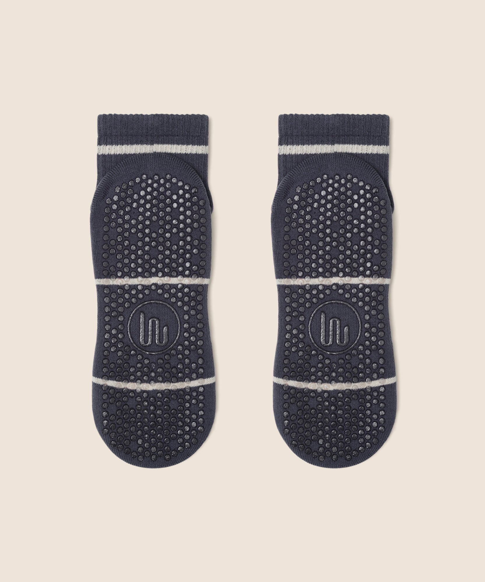 Quarter Crew Non Slip Grip Socks - Baseline Navy