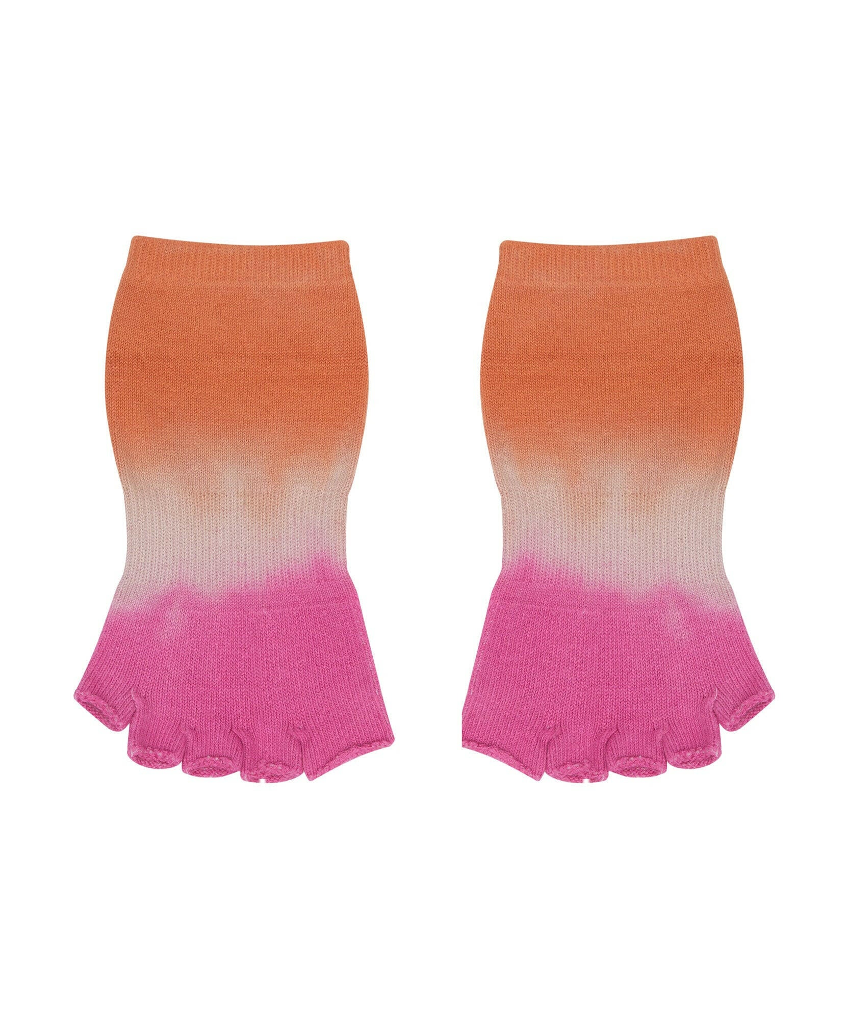 Toeless Non Slip Grip Socks in Tropical Ombré for Yoga and Pilates