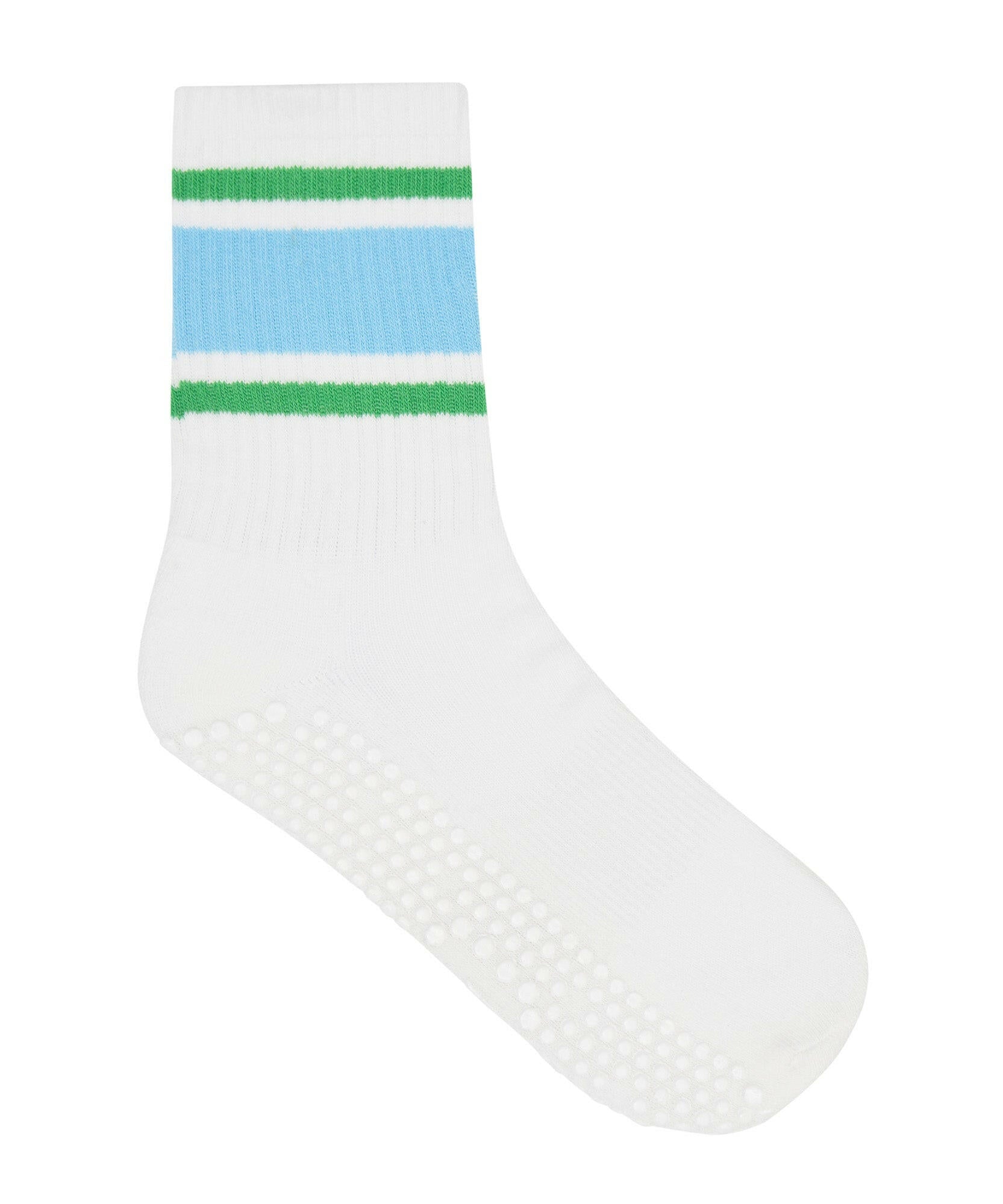 Men's crew non slip grip socks with stylish Nordic stripe design