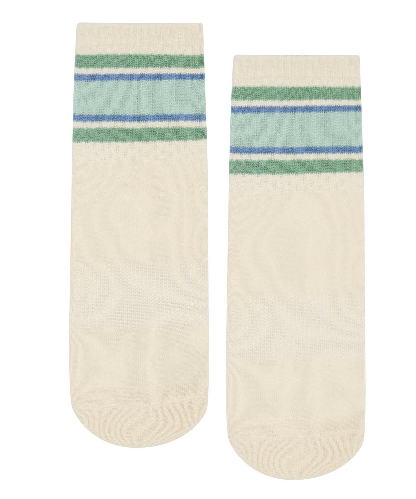 Crew Non Slip Grip Socks with Fleur Stripes in Black and White