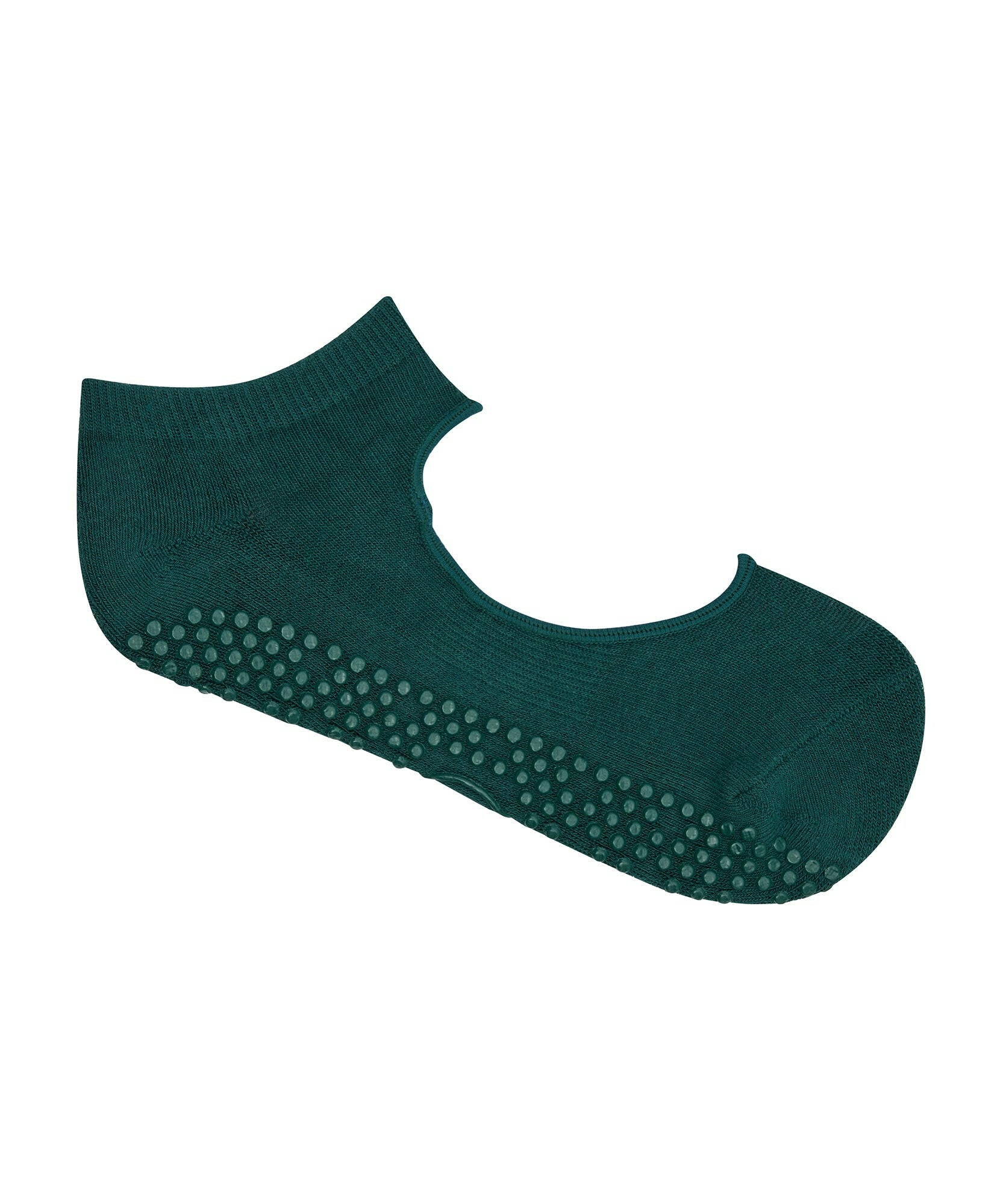 Slide On Non Slip Grip Socks - Forest Green.