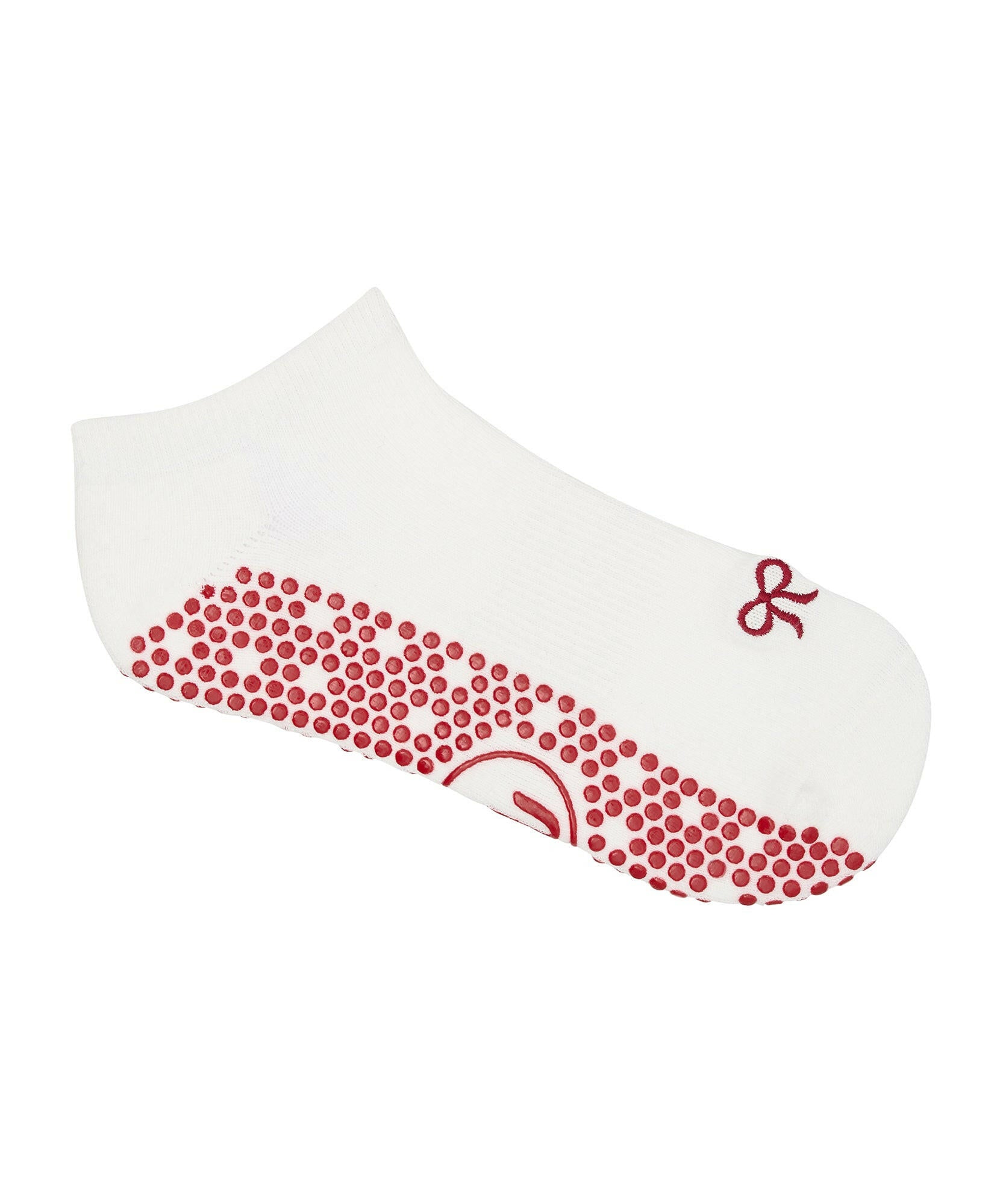 Classic Low Rise Grip Socks - Whimsy Bow White.