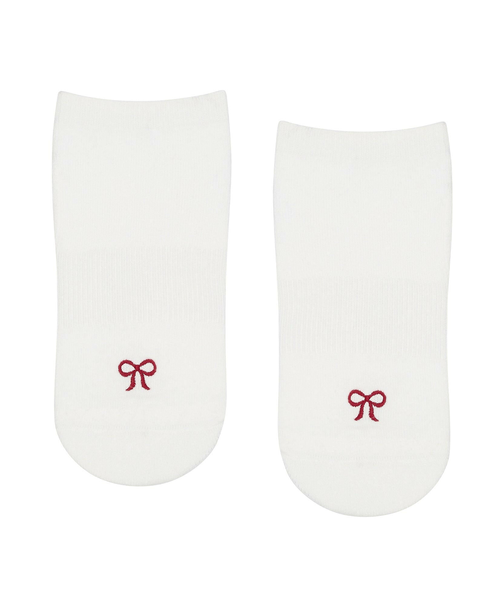 Classic Low Rise Grip Socks - Whimsy Bow White.