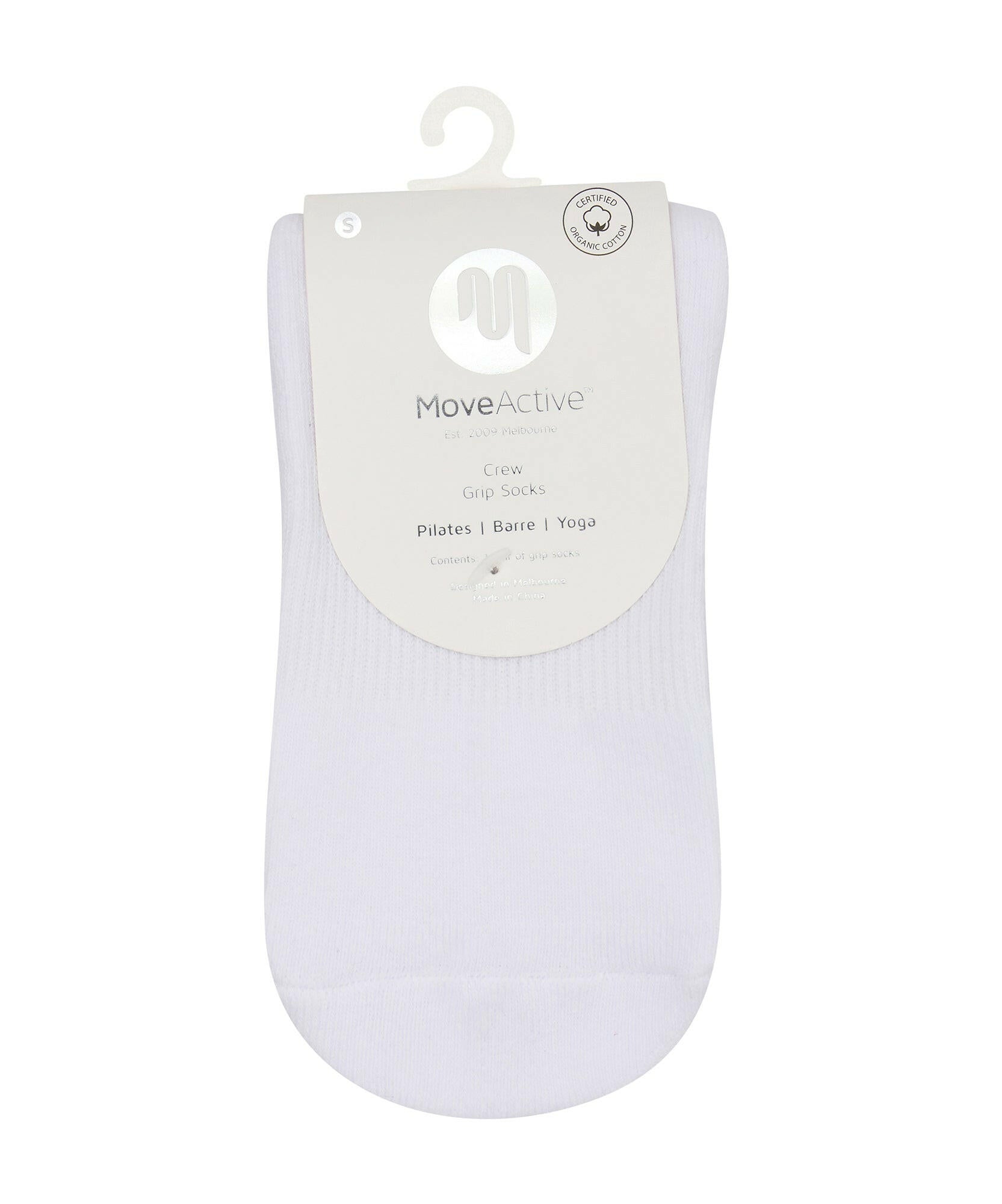 Crew Non Slip Grip Socks - Whimsy Bow White.