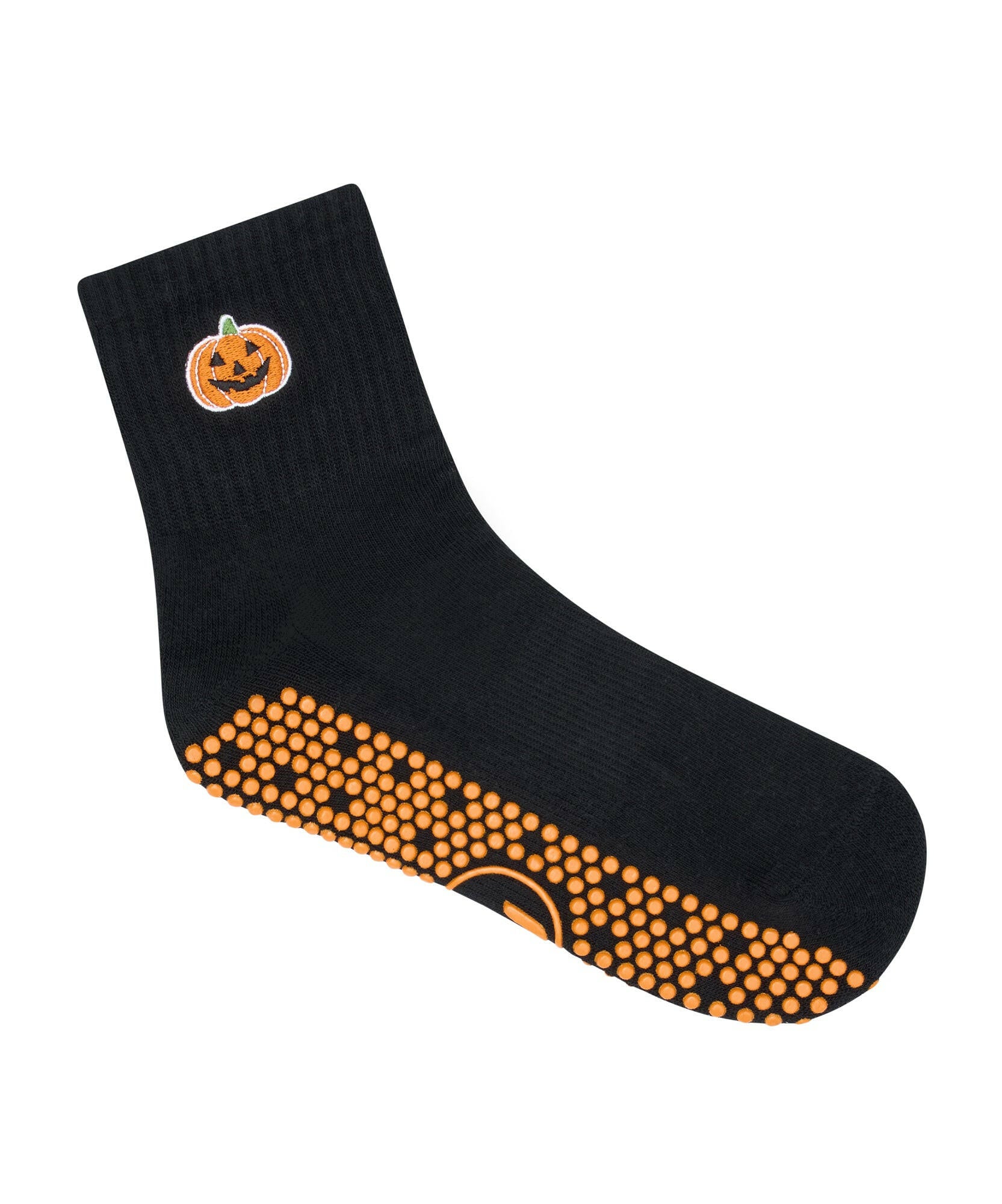 Quarter Crew Non Slip Grip Socks - Pumpkin.