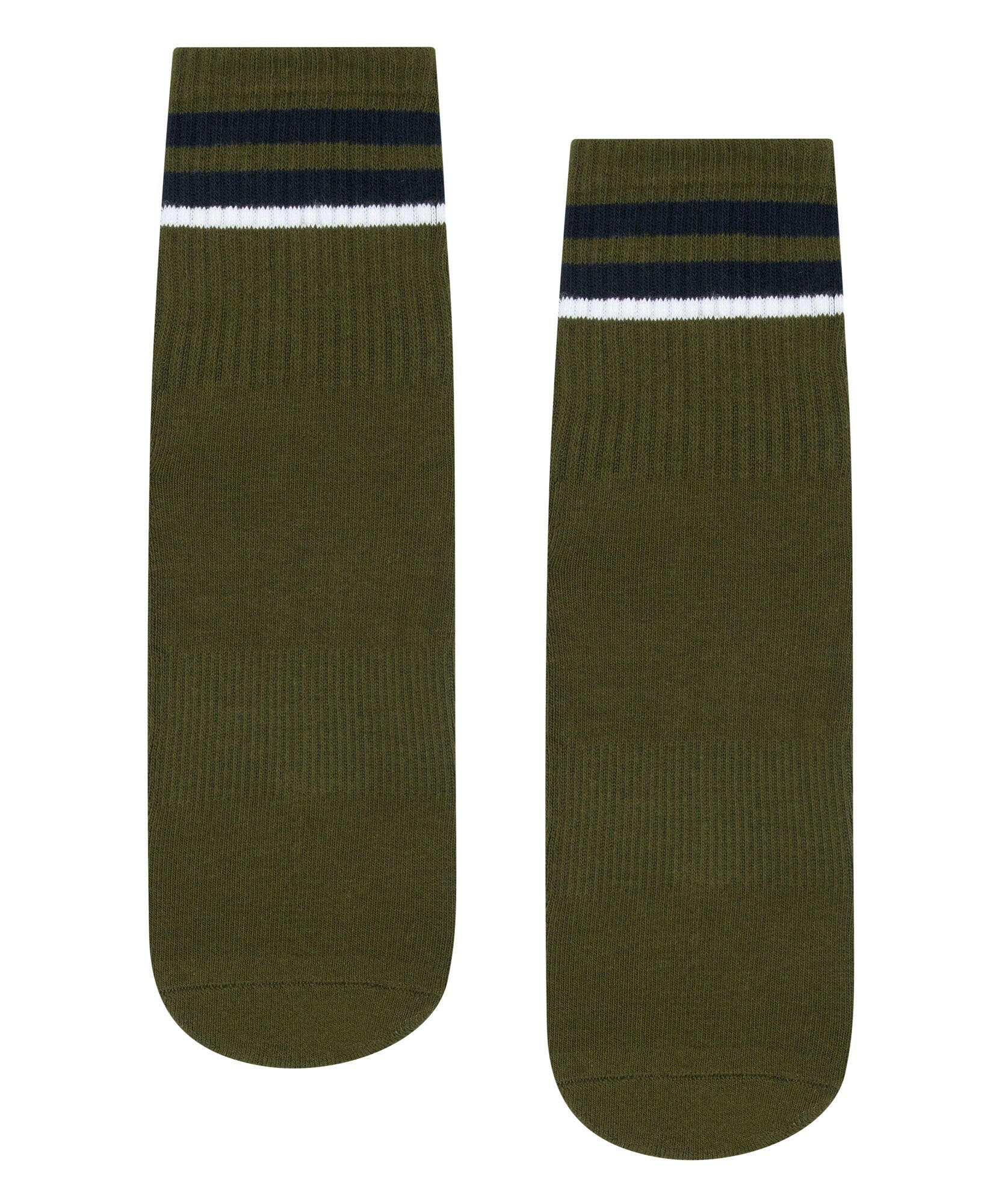 Men's Crew Non Slip Grip Socks - Khaki Stripe.