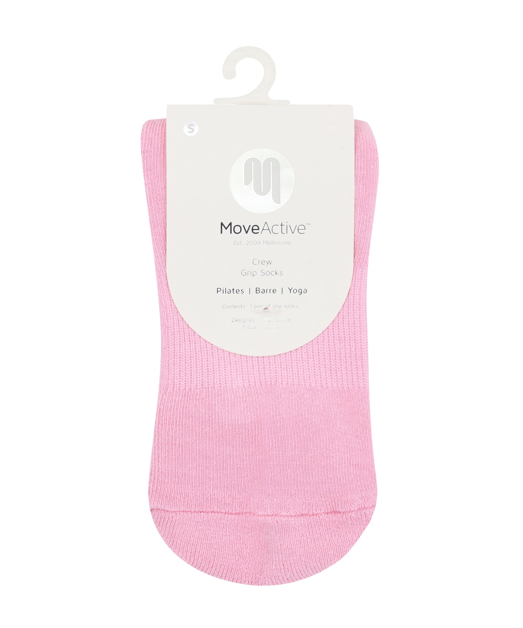 Crew Non Slip Grip Socks - Ribbed Sporty Pink