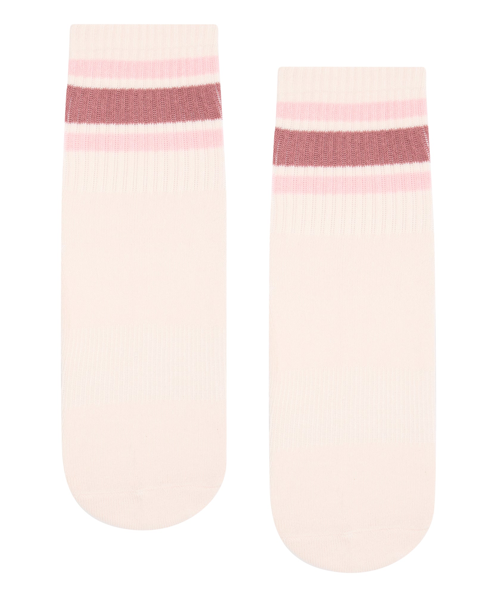 Crew Non Slip Grip Socks - Ribbed Sporty Stripe Blush