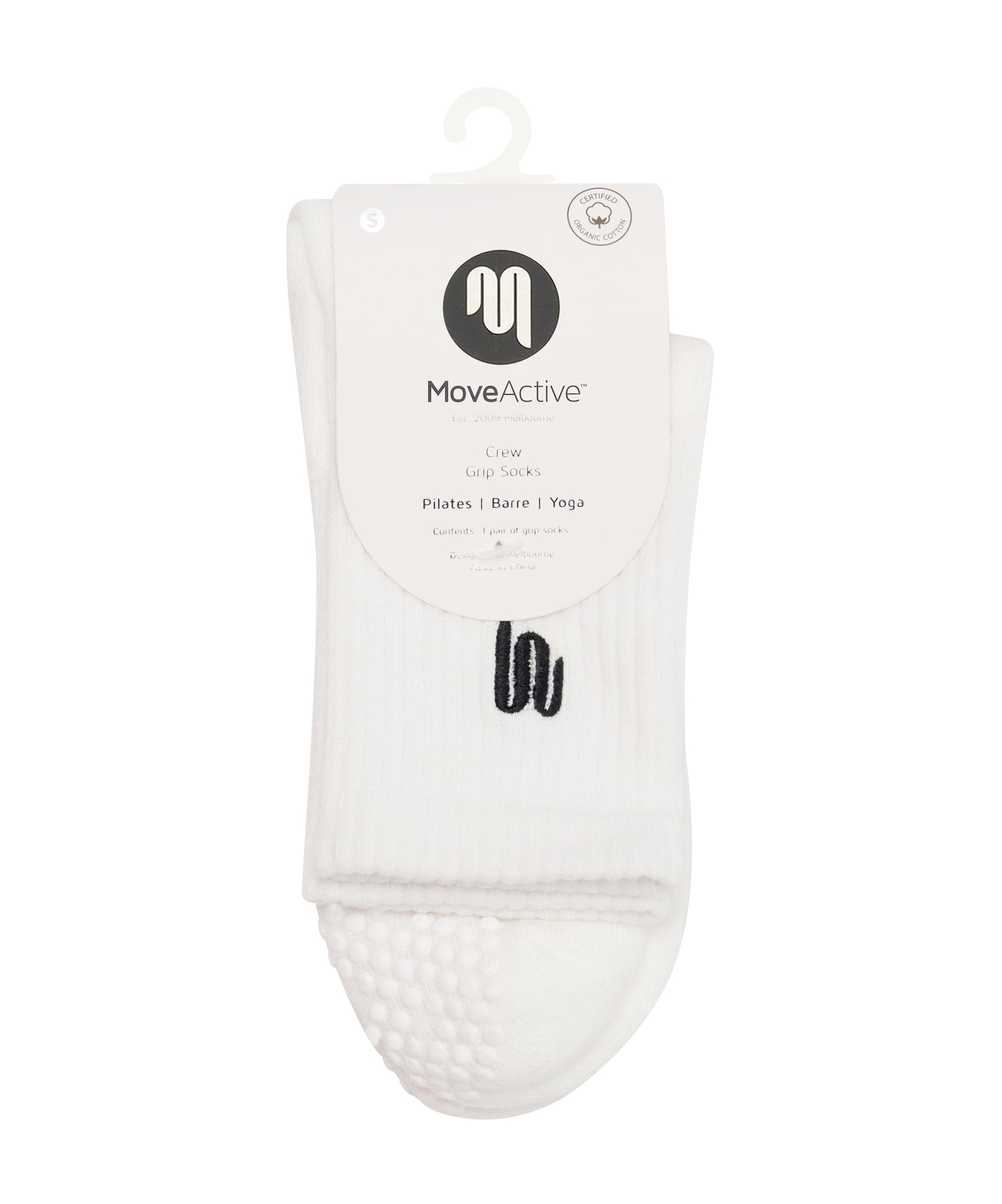 Crew Non Slip Grip Socks - MoveActive Ivory