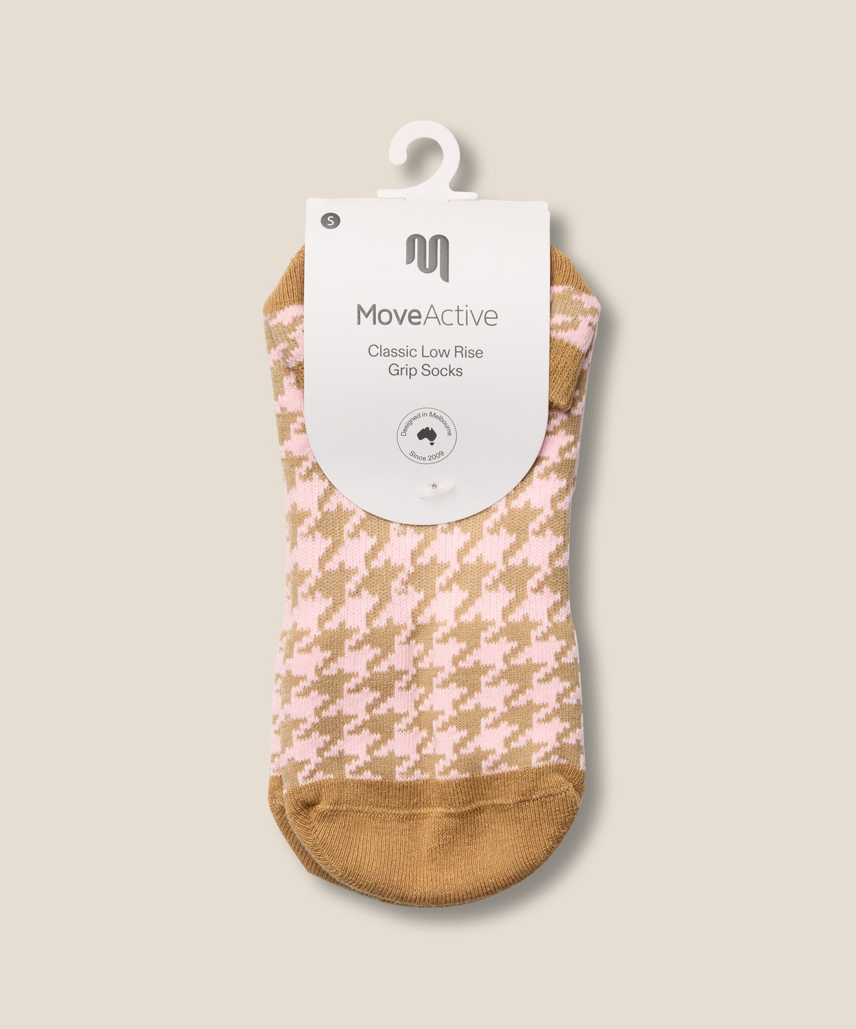 Low Rise Grip Socks - Houndstooth Blush