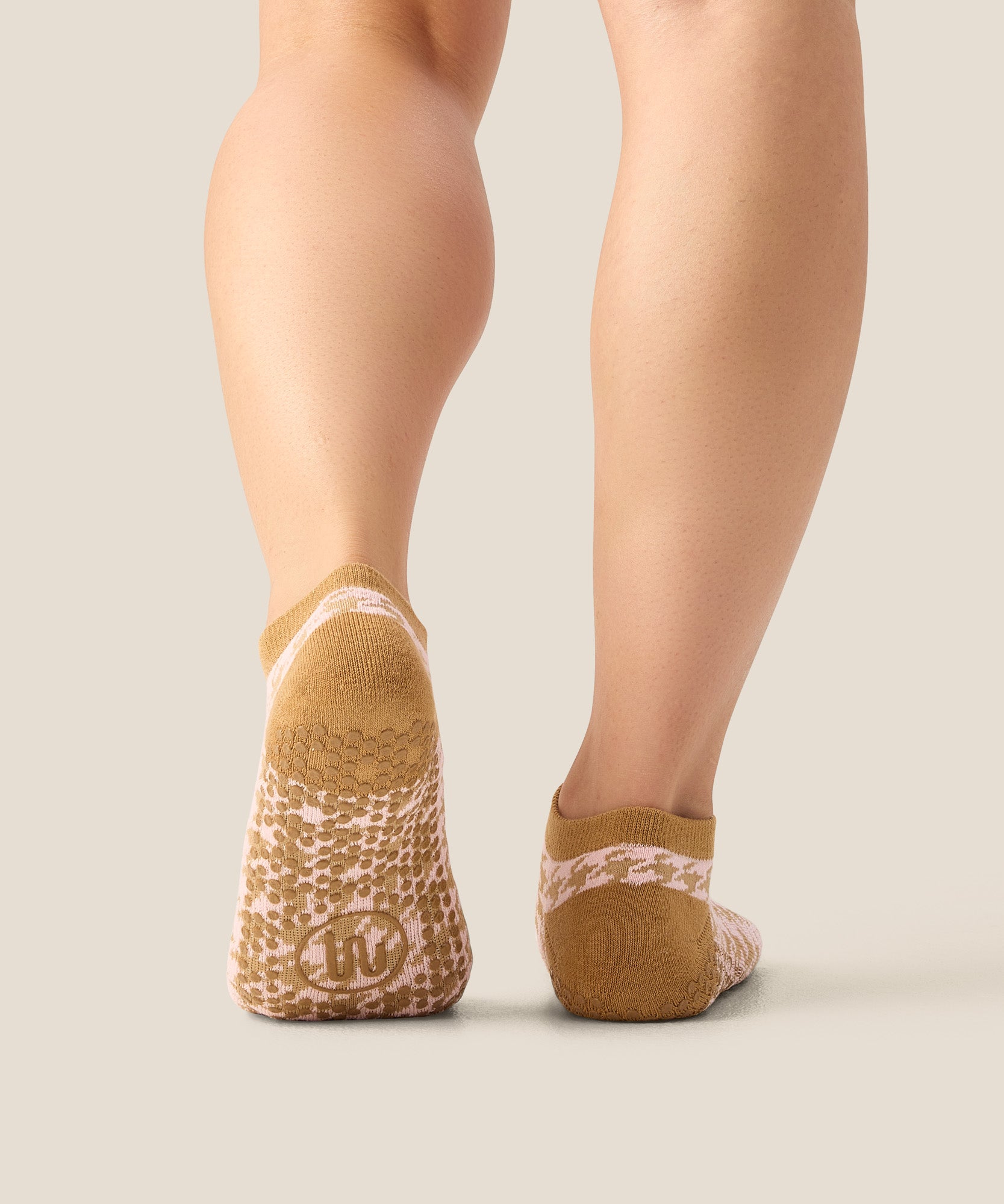 Low Rise Grip Socks - Houndstooth Blush