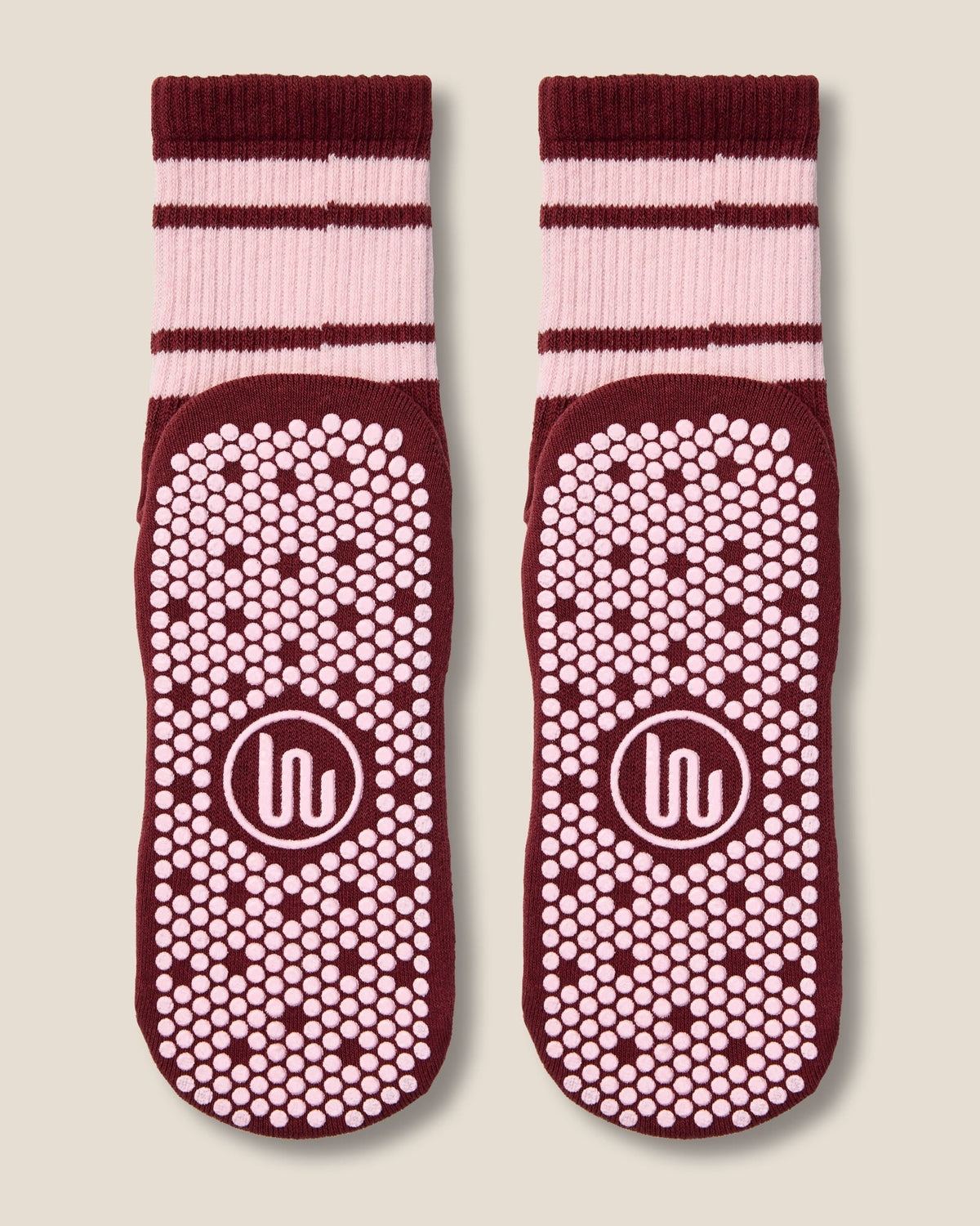 Crew Grip Socks - Cabernet Pink Stripe