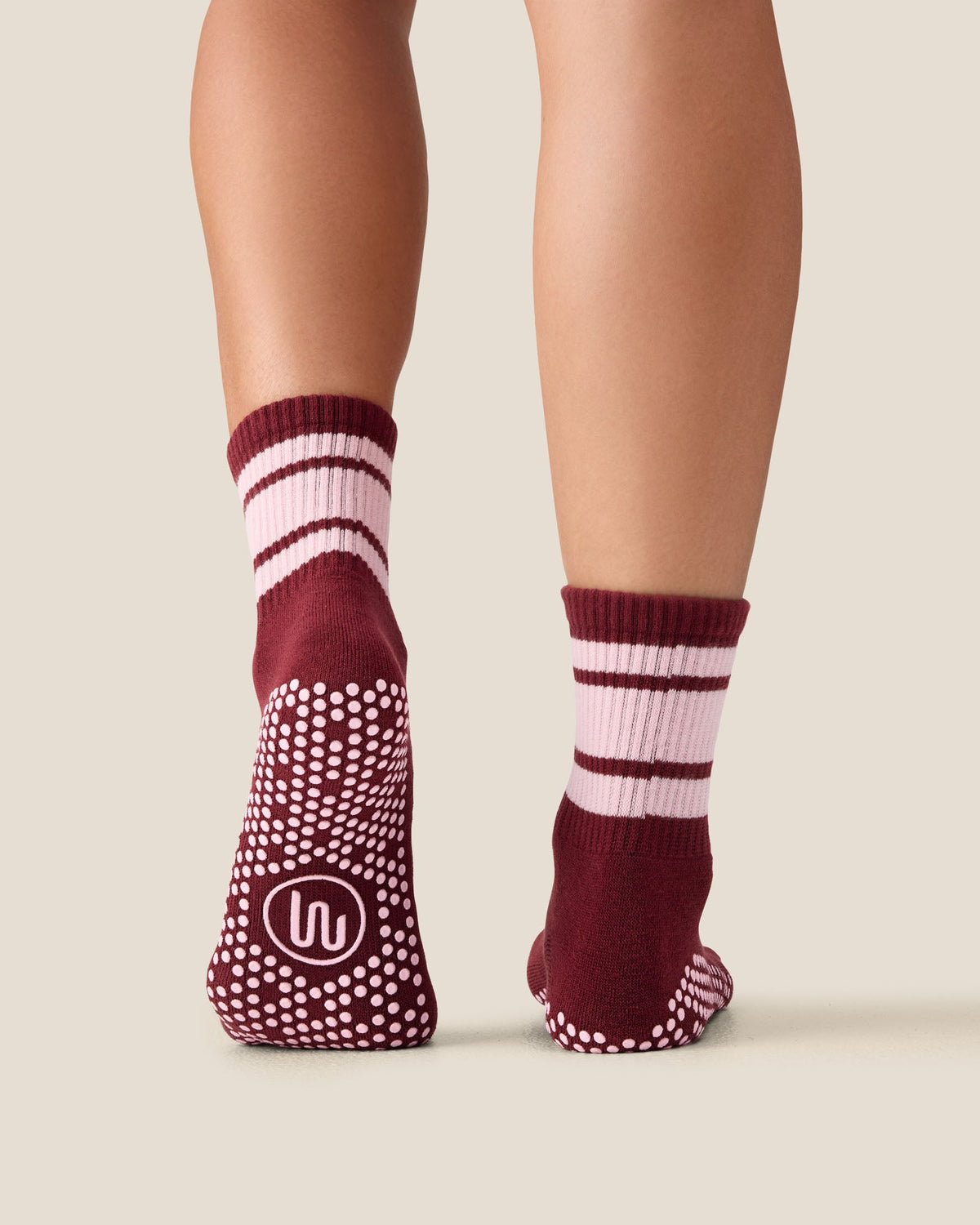Crew Grip Socks - Cabernet Pink Stripe