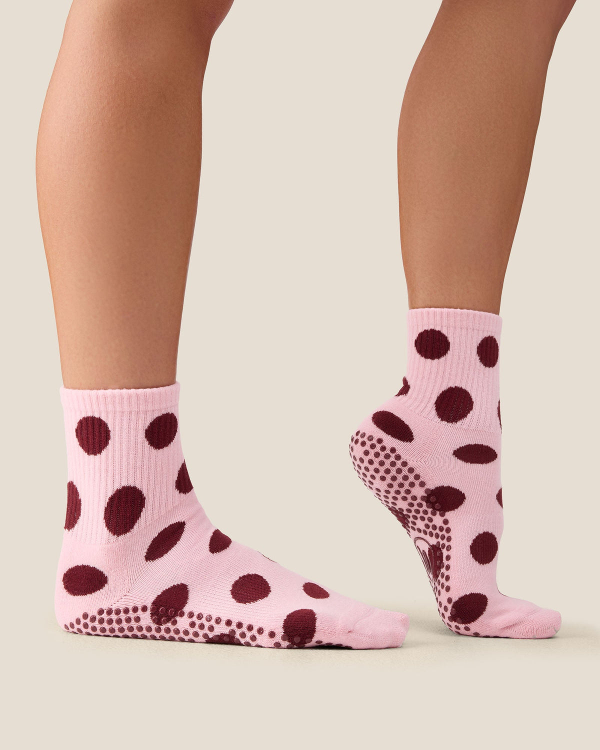 Crew Grip Socks - Polka Cabernet